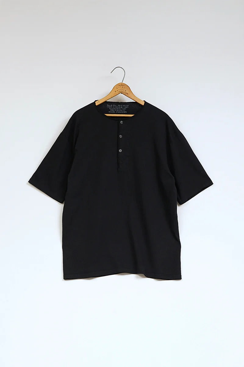50s HENLEY NECK SHIRT - BLACK