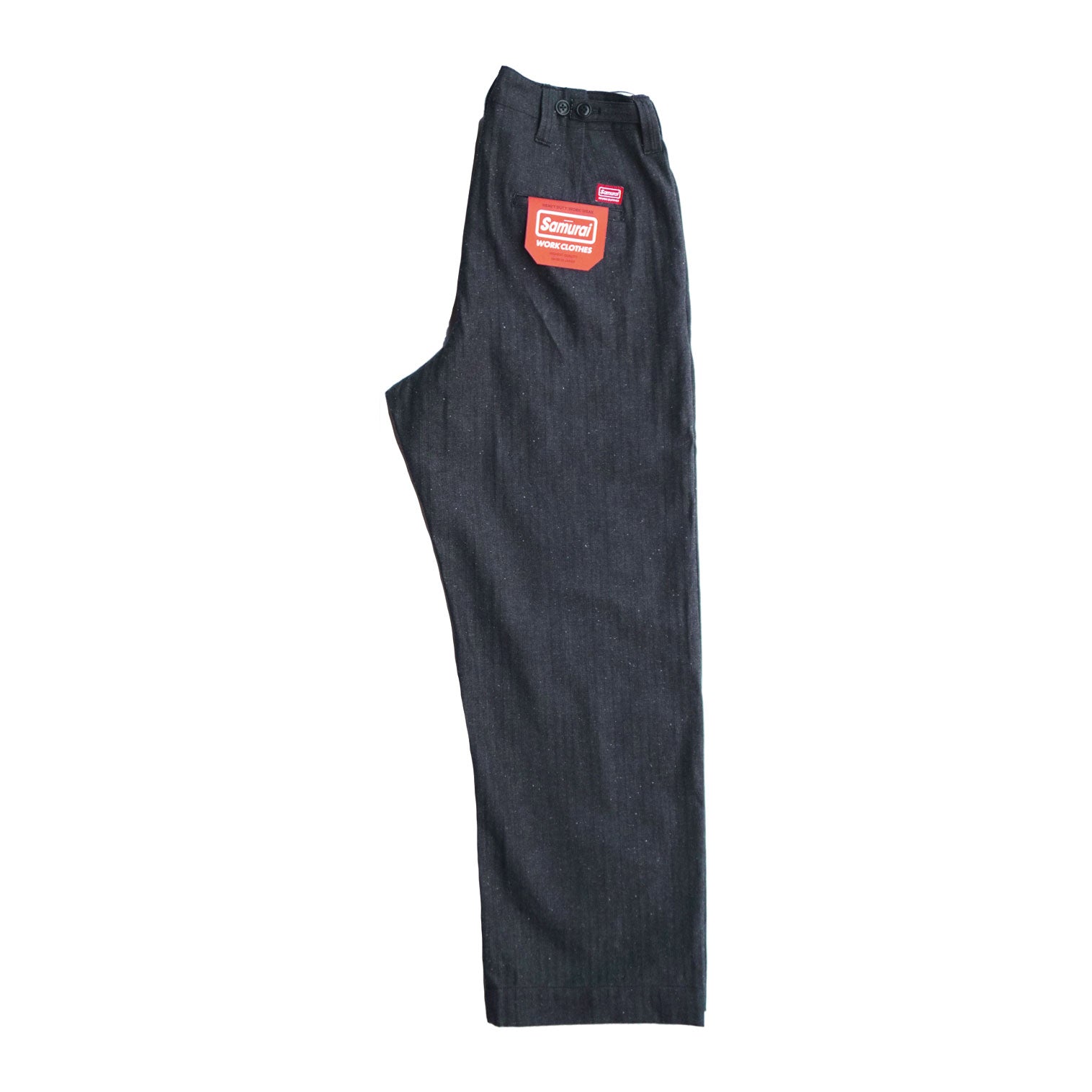 SWC600C-HBII 13oz Herringbone Wide Trousers - BLACK