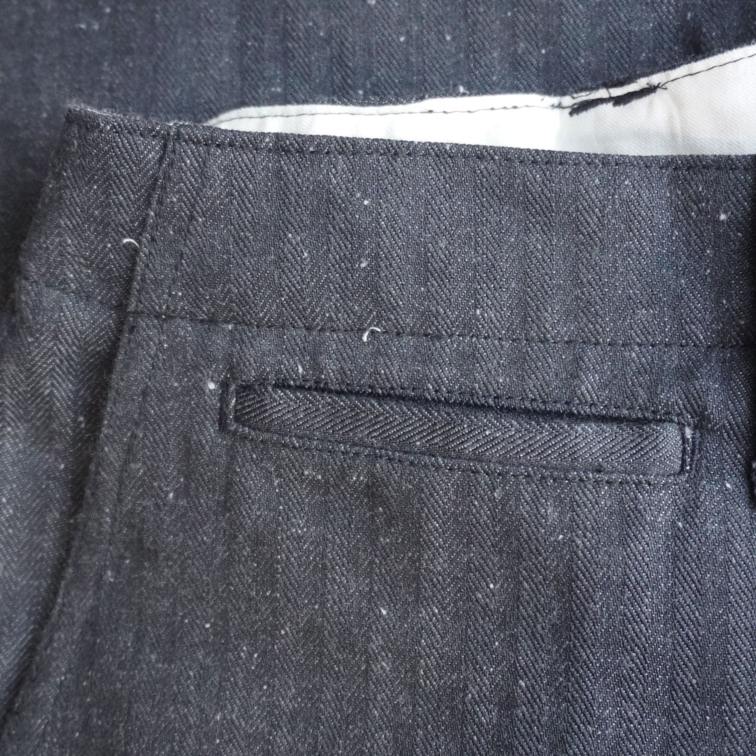 SWC600C-HBII 13oz Herringbone Wide Trousers - BLACK