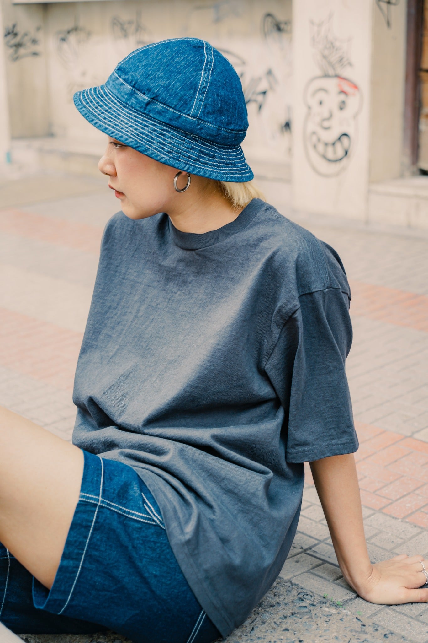 9oz TUBE TEE S/S - USED BLACK