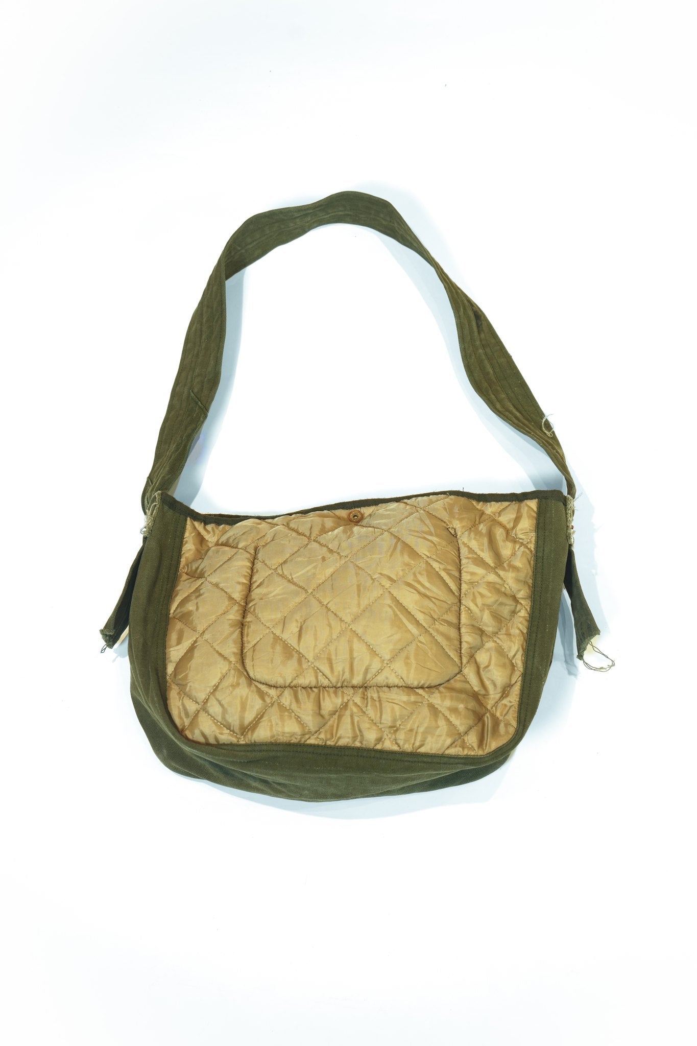 VINTAGE MILITARY LINNER MIX FABRIC REMAKE NEWSPAPER BAG - VINTAGE