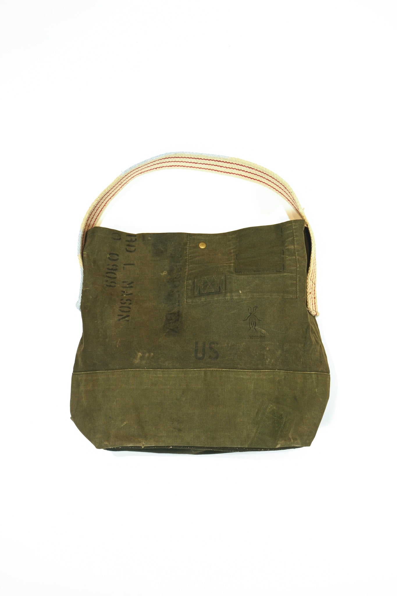 VINTAGE MILITARY DUFFLE BAG REMAKE SHOULDER BAG WITH WIDE BELT - VINTAGE