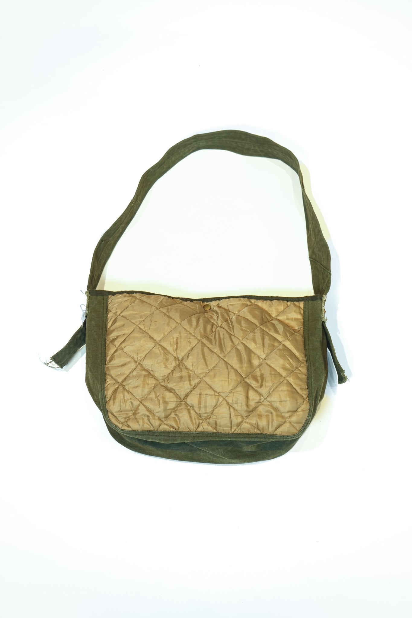VINTAGE MILITARY LINNER MIX FABRIC REMAKE NEWSPAPER BAG - VINTAGE