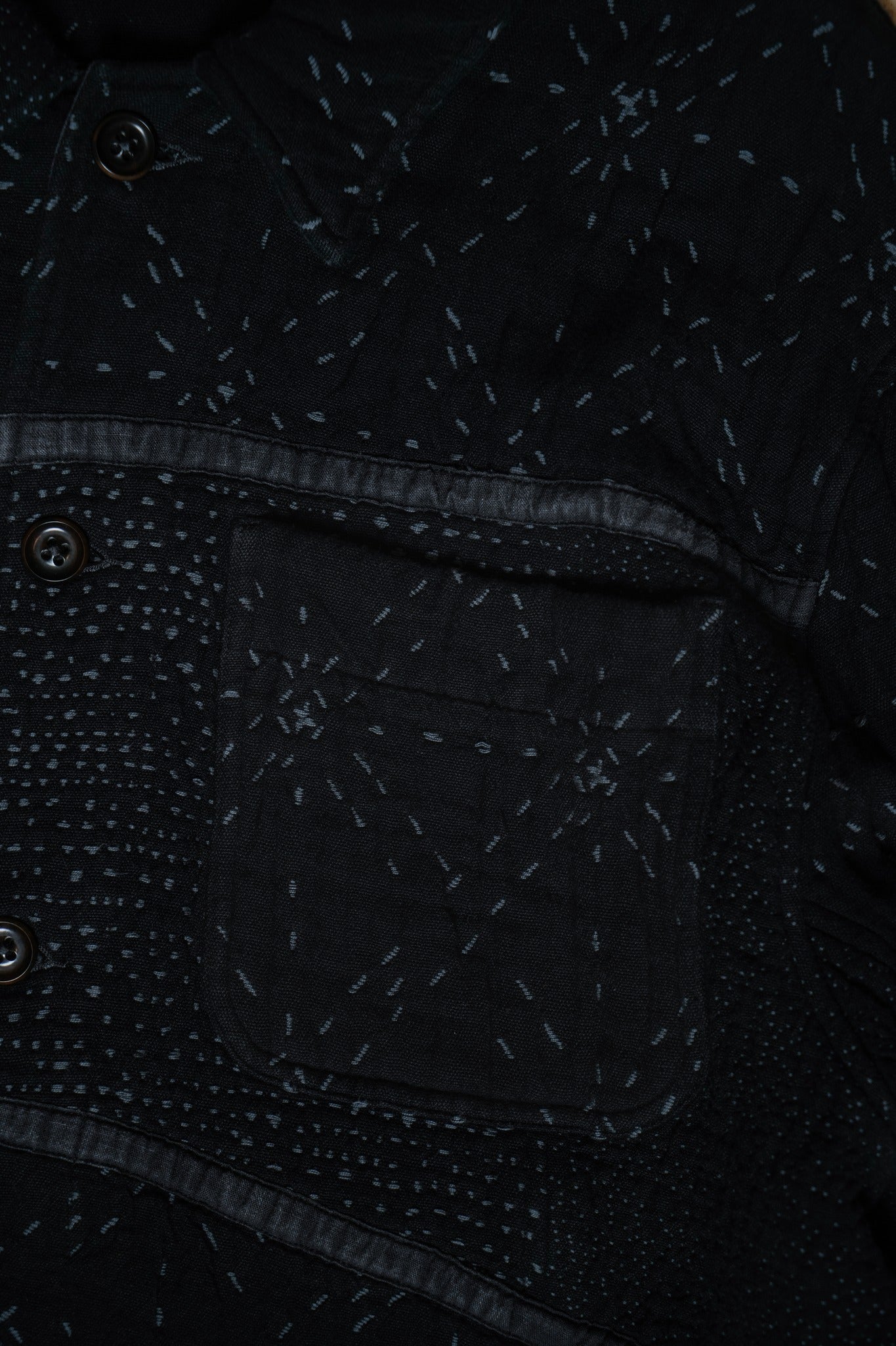 BLACK STARRY SASHIKO PATCH WORK BORO JACKET - BLACK