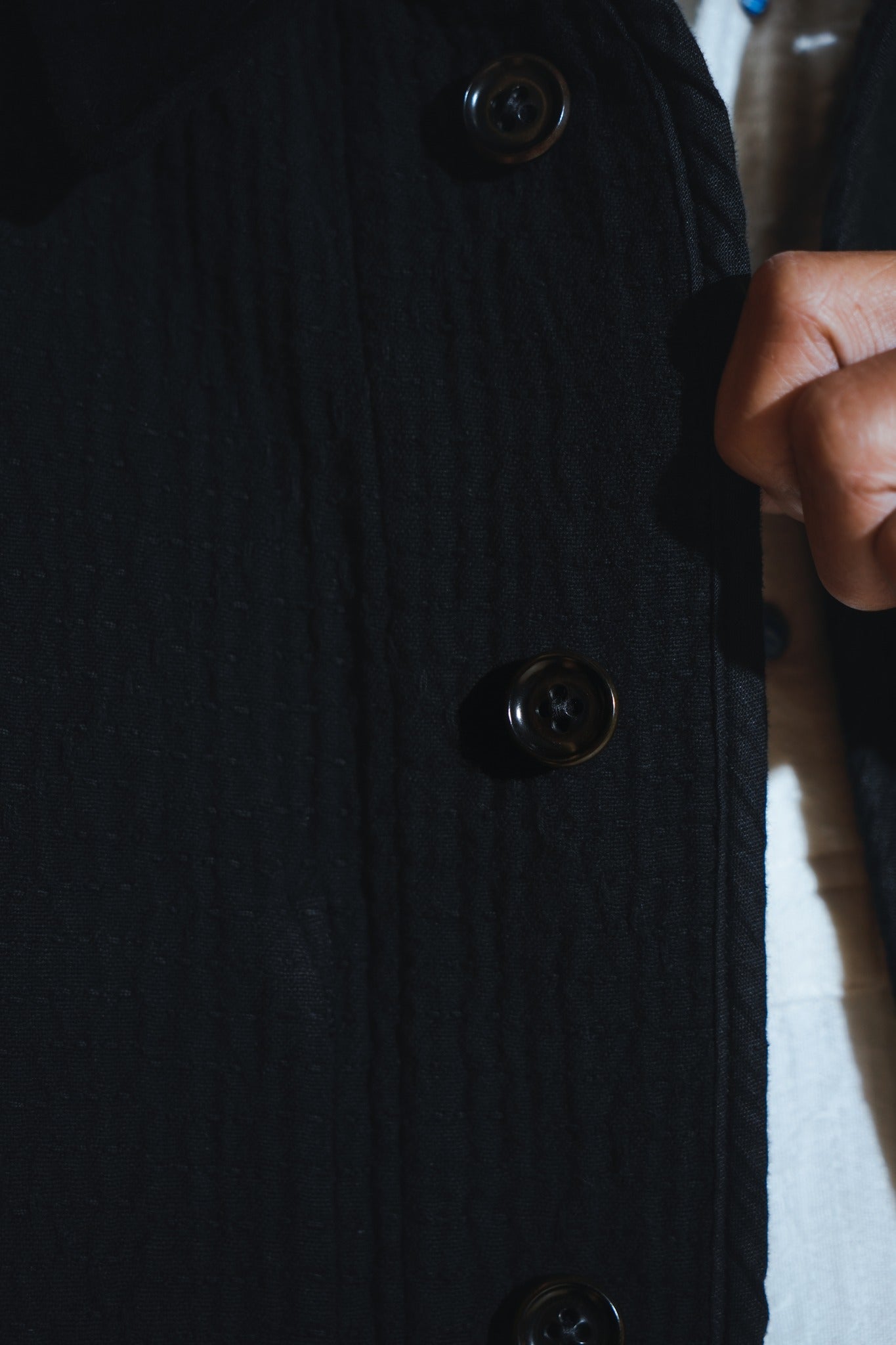 HEAVY SASHIKO BLACK FRENCH JACKET - BLACK