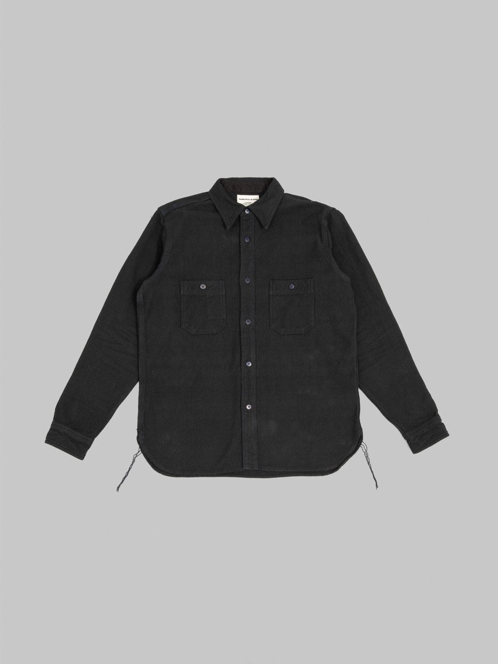 SSN24-01W OVERDYED SASHIKO FLANNEL WORK SHIRT - BLACK