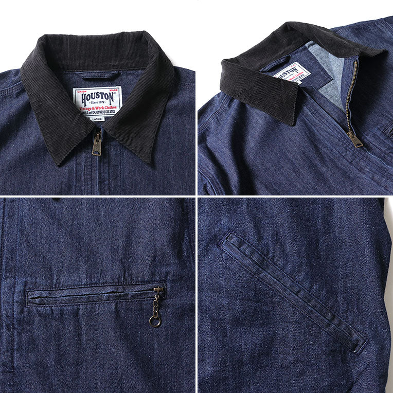 51485 DENIM ZIP WORK JACKET - INDIGO ONE WASH