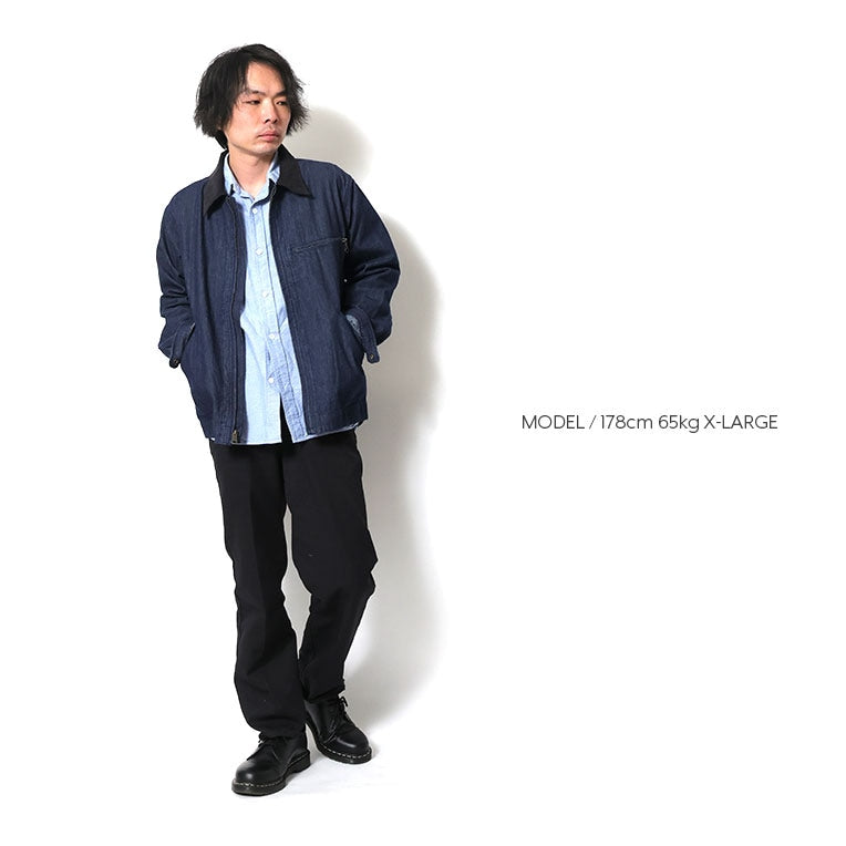 51485 DENIM ZIP WORK JACKET - INDIGO ONE WASH