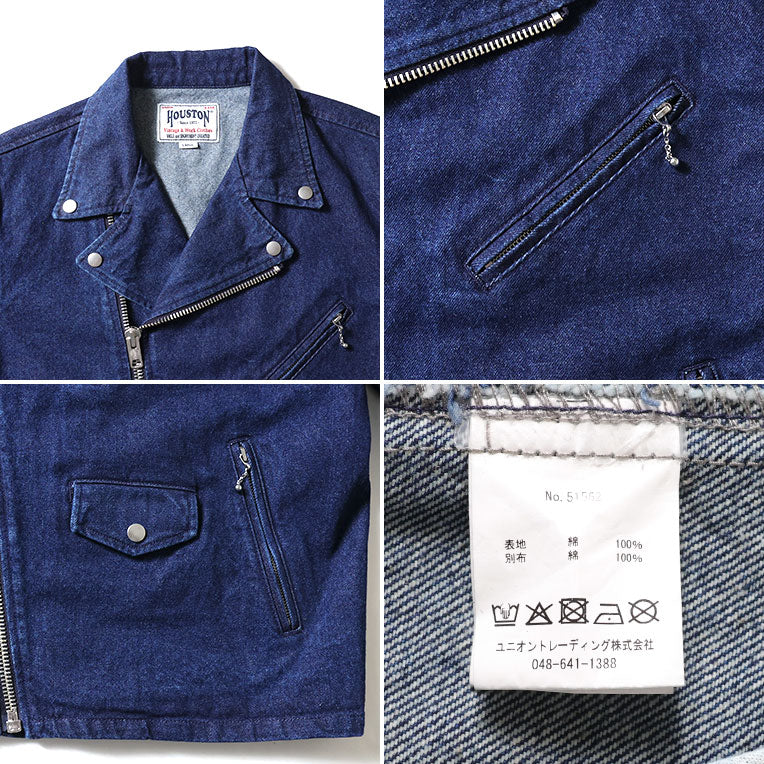 51562 DENIM DOUBLE RIDERS JACKET - INDIGO ONE WASH