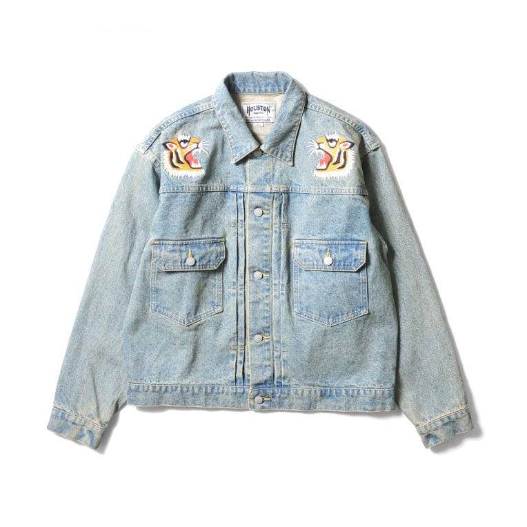 51566 DENIM EMBROIDERY TRACKER JACKET - INDIGO VINTAGE WASH