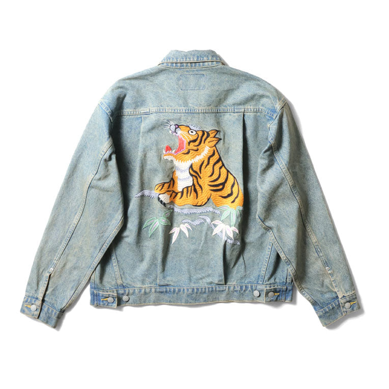 51566 DENIM EMBROIDERY TRACKER JACKET - INDIGO VINTAGE WASH