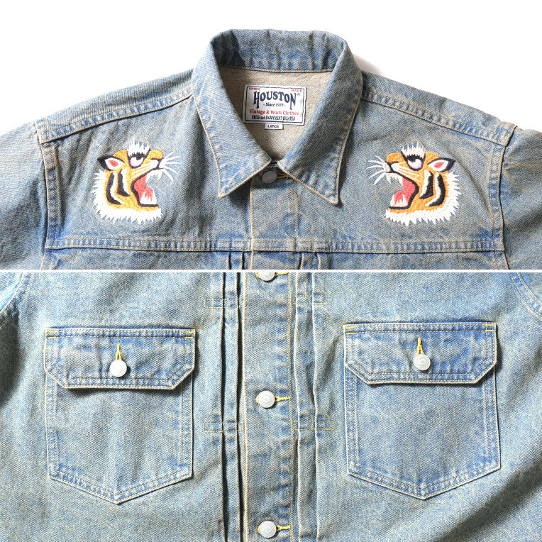 51566 DENIM EMBROIDERY TRACKER JACKET - INDIGO VINTAGE WASH