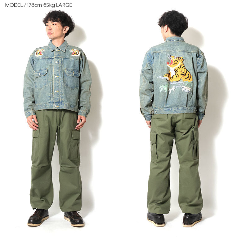 51566 DENIM EMBROIDERY TRACKER JACKET - INDIGO VINTAGE WASH