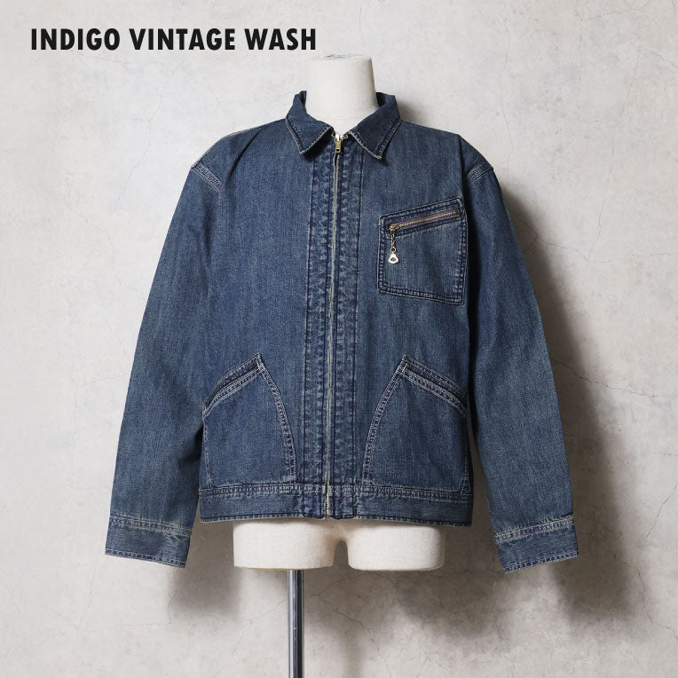 51655 USCOTTON DENIM ZIP WORK JACKET - INDIGO VINTAGE WASH