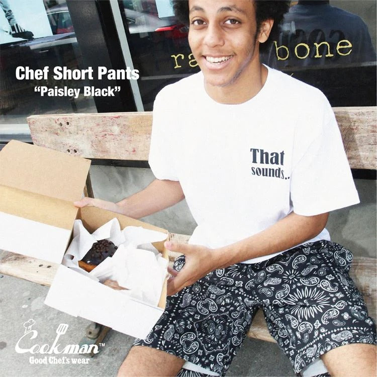 CHEF SHORT PANTS PAISLEY - BLACK