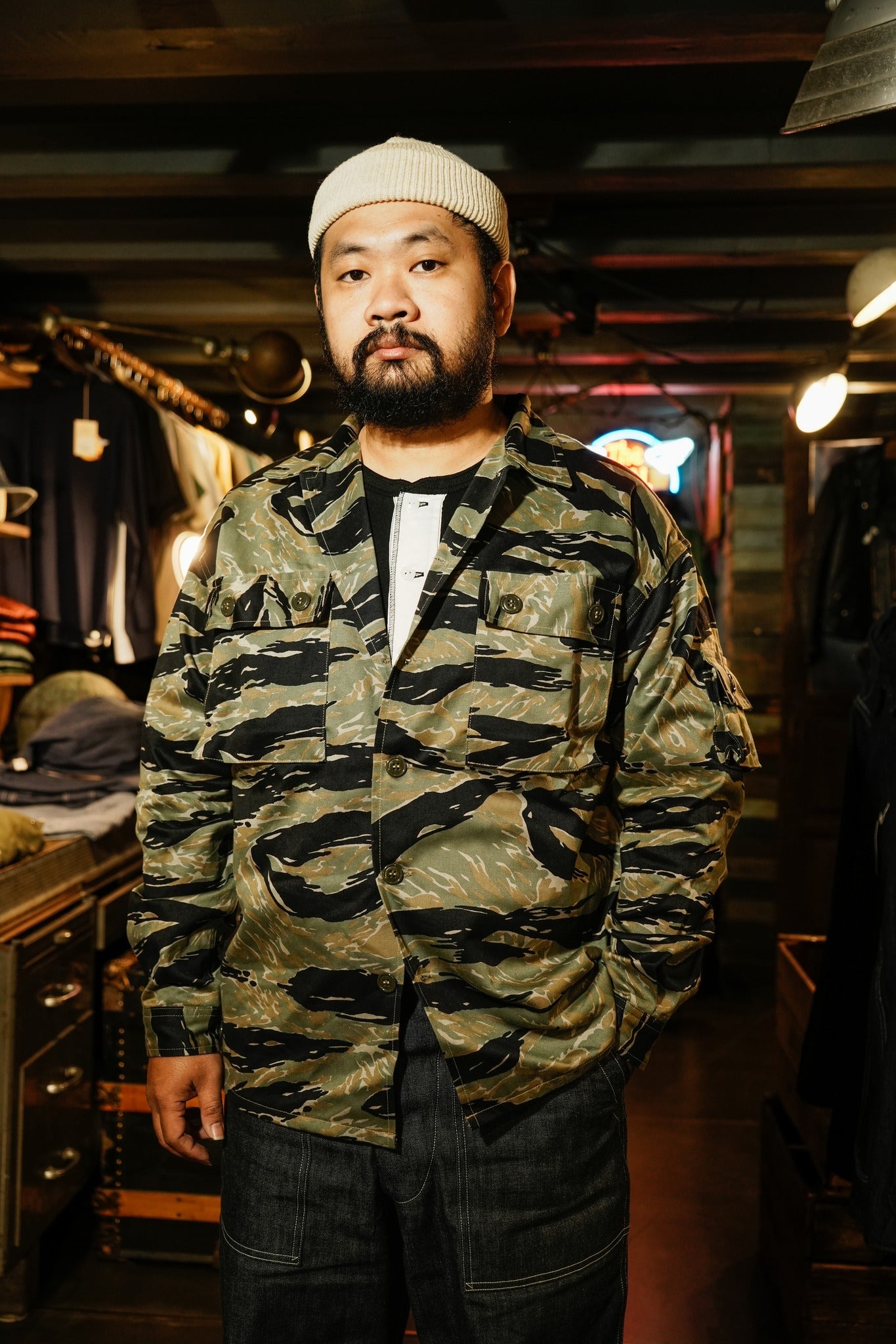 MS25001 TIGER CAMOUFLAGE SHIRT / TADPOLE - GREEN