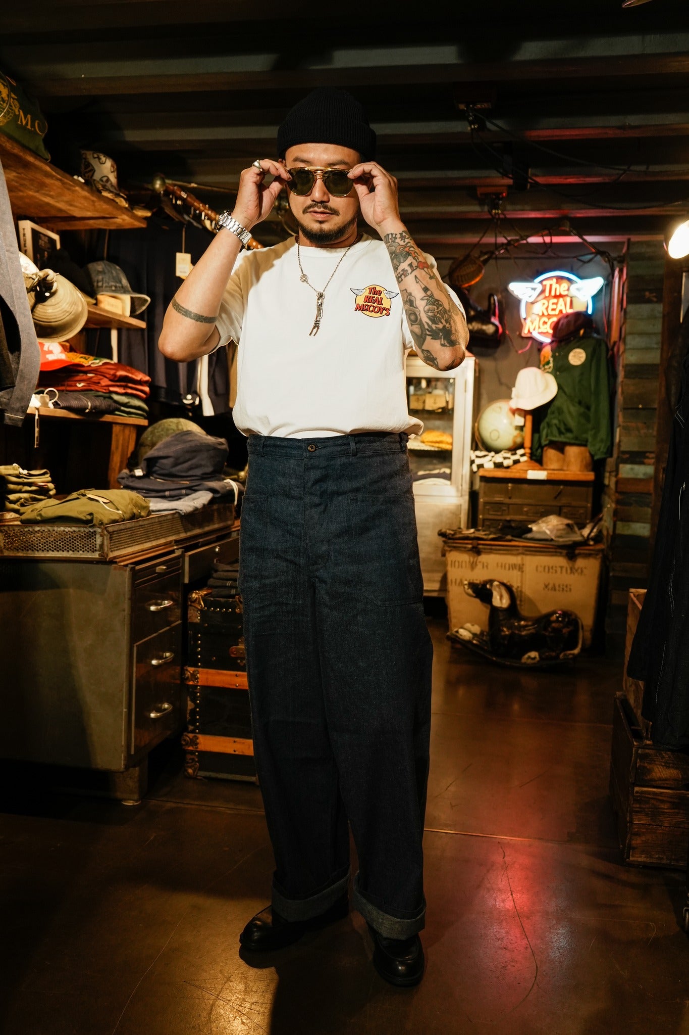 MP23007 U.S. NAVY DENIM DUNGAREE TROUSERS - INDIGO