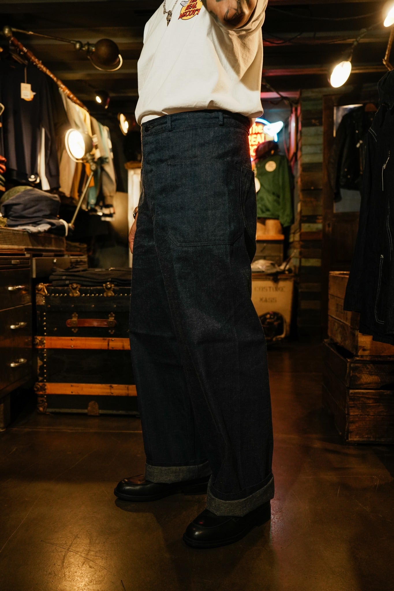 MP23007 U.S. NAVY DENIM DUNGAREE TROUSERS - INDIGO