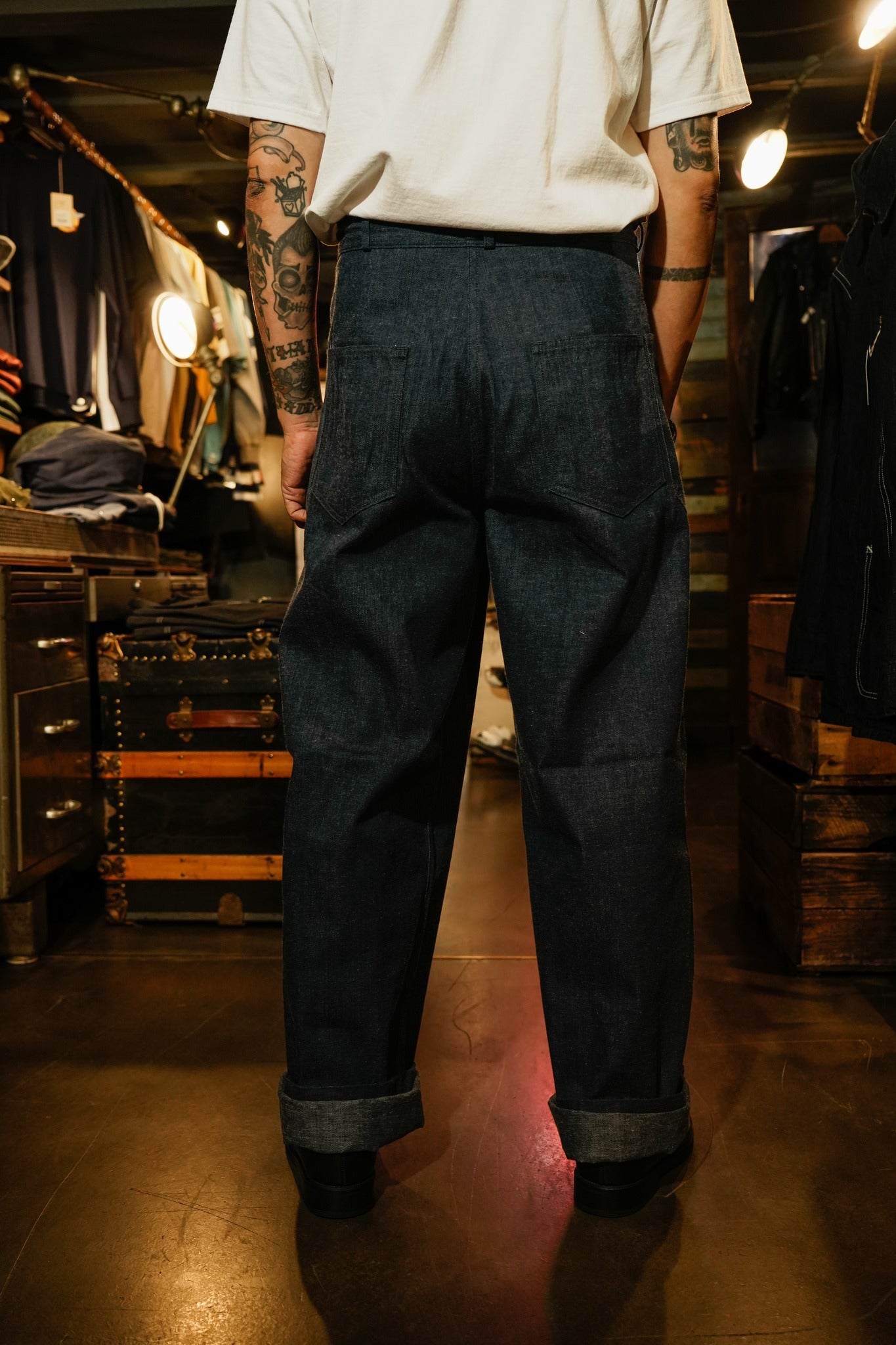 MP23007 U.S. NAVY DENIM DUNGAREE TROUSERS - INDIGO