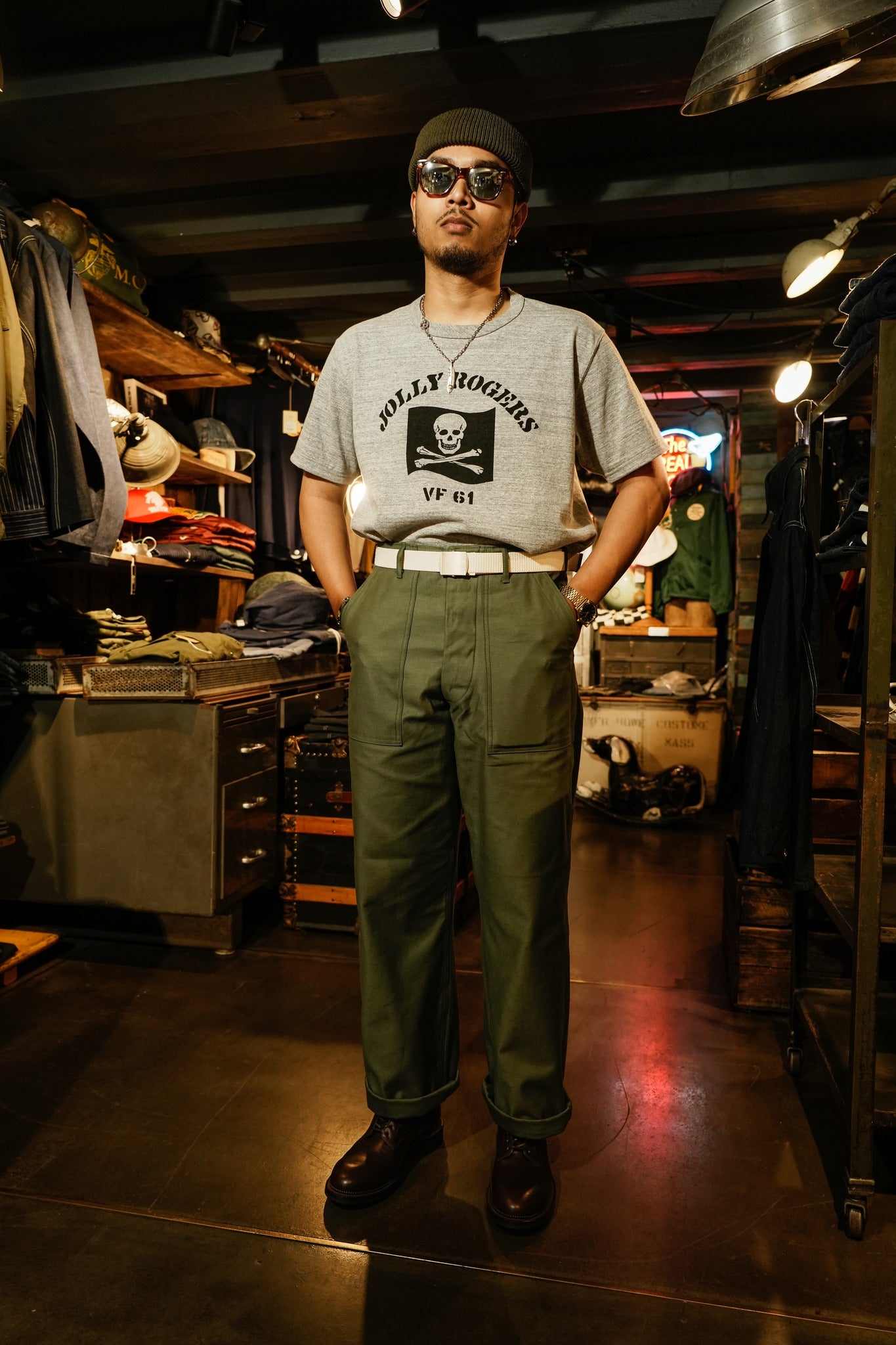 MP23003 TROUSERS MEN'S COTTON SATEEN OG-107 - OLIVE
