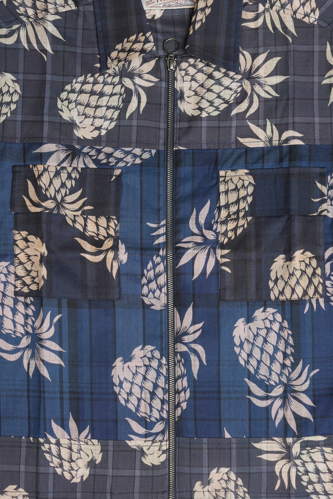 MASH UP P43 ZIP UP SHIRT - BLUE PINE APPLE