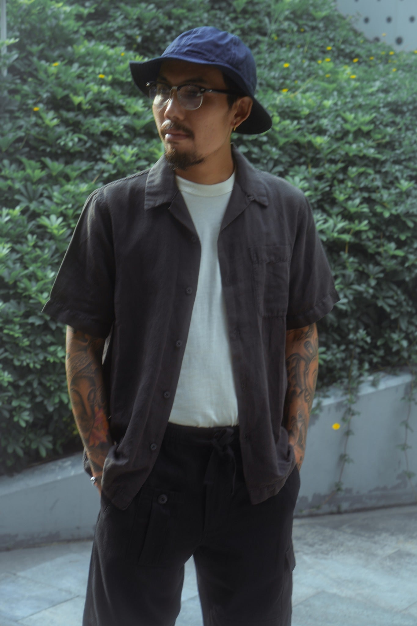 5211 HEMP CAMP COLLAR SHIRT - BLACK