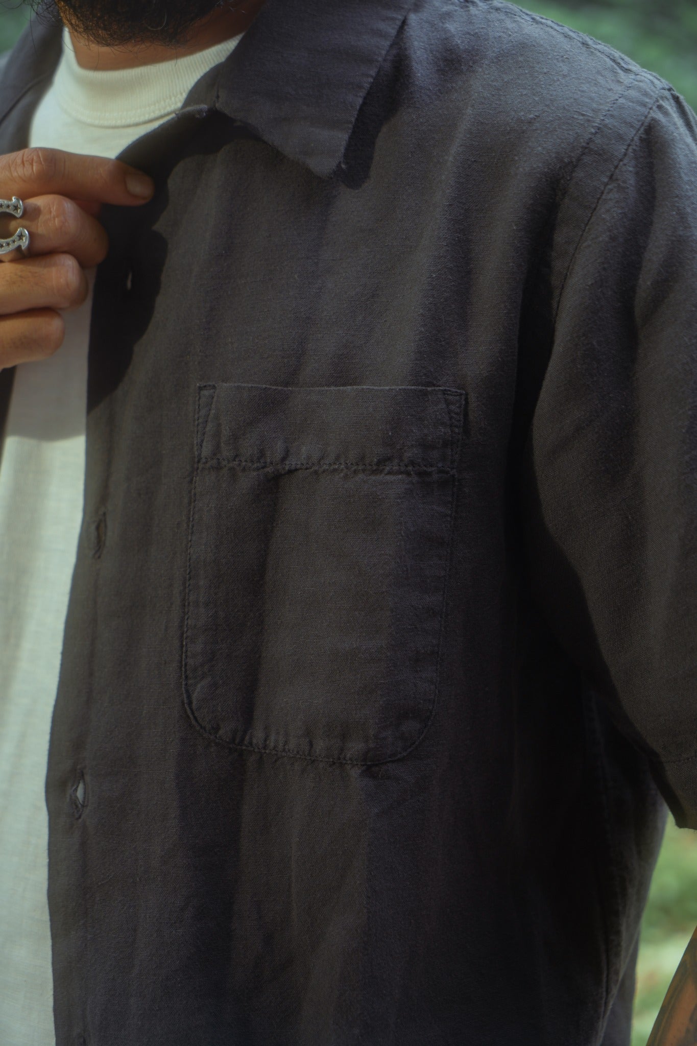 5211 HEMP CAMP COLLAR SHIRT - BLACK