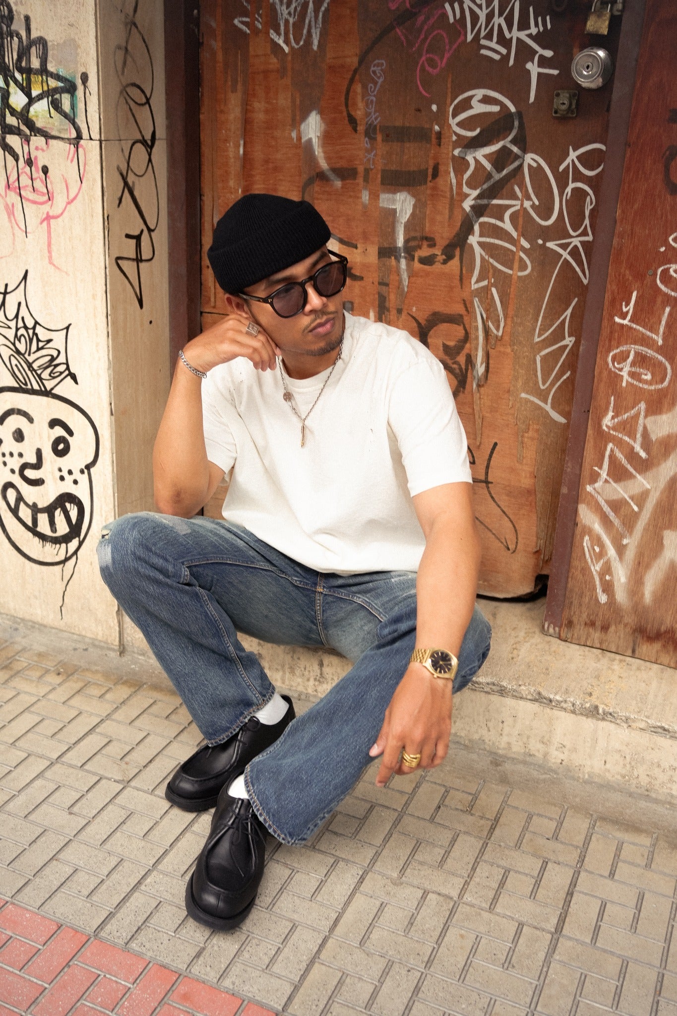 OVERSIZE CROP TEE S/S - HEAVY DESTROYED WHITE