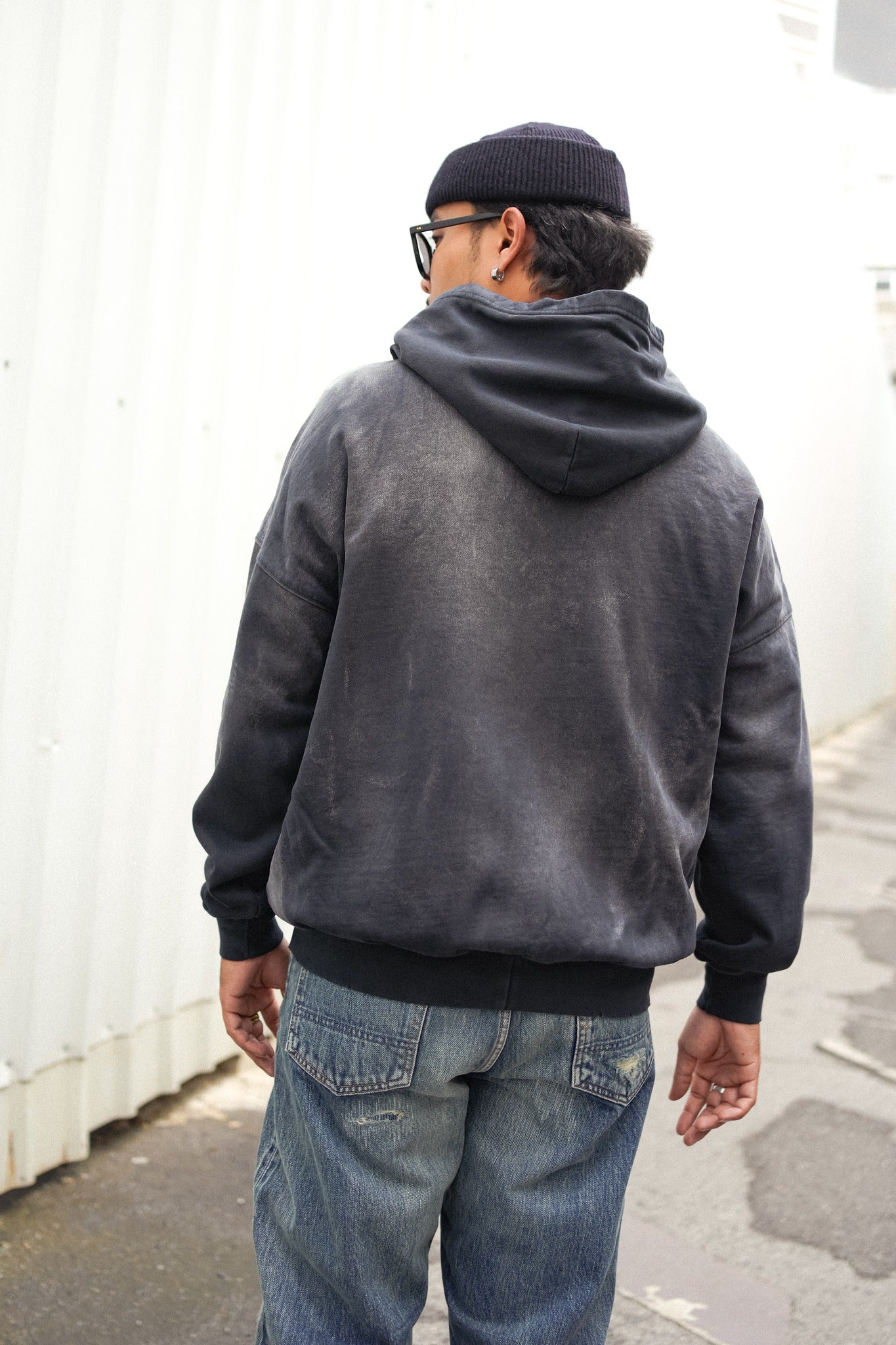 OVERSIZE ZIP-UP HOODIE - AGED BLACK