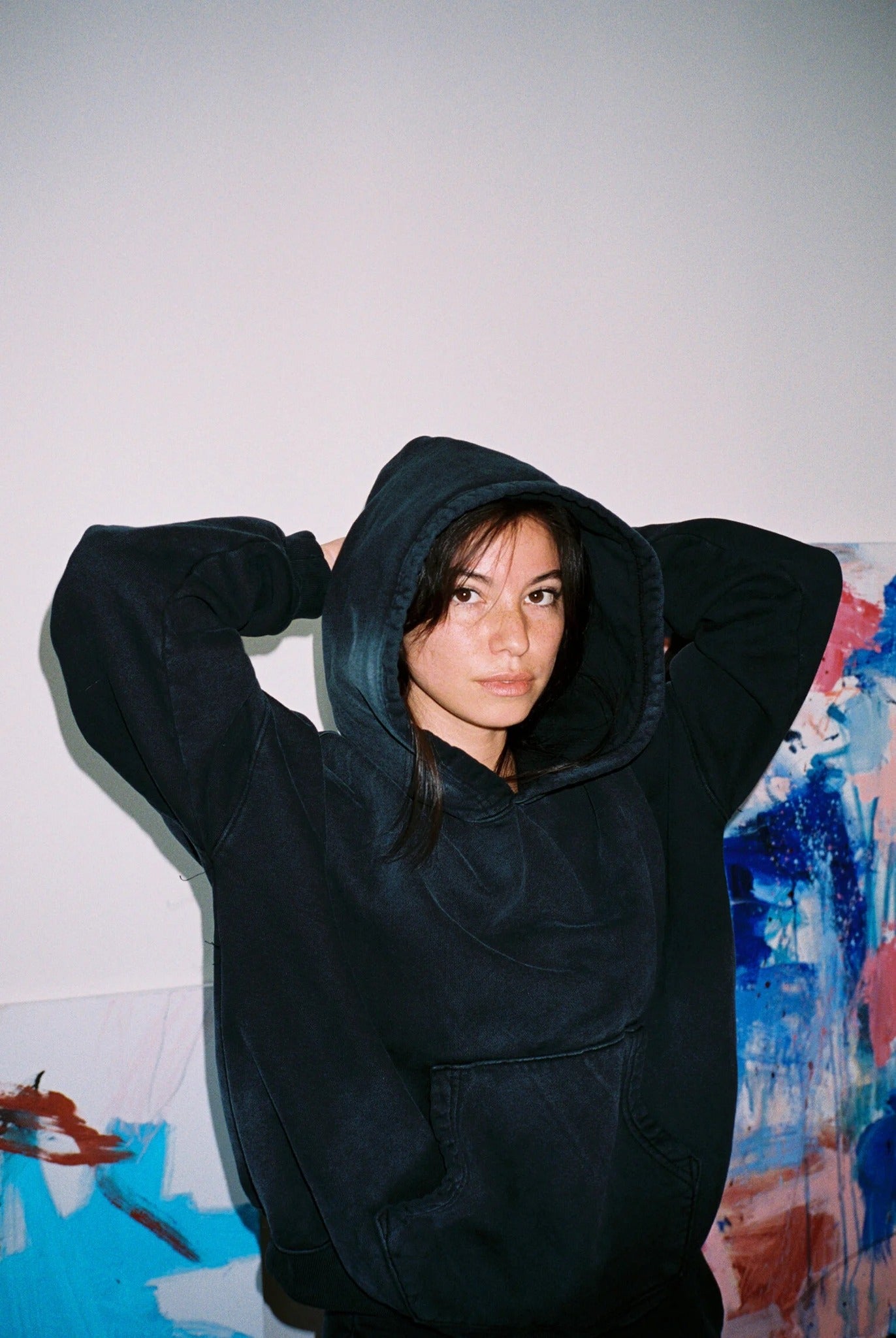 OVERSIZE CROP HOODIE - AGED BLACK
