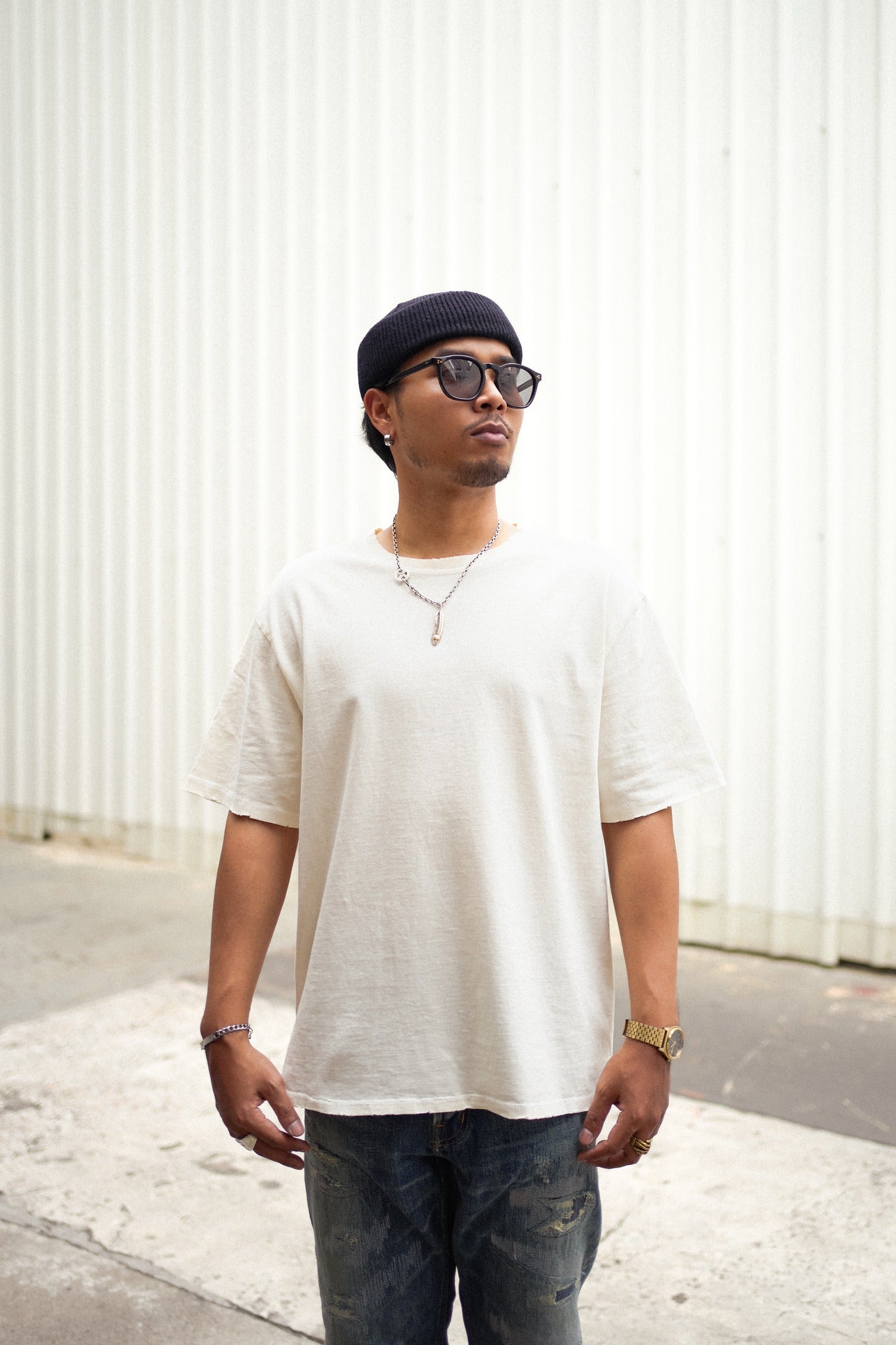 OVERSIZE CROP TEE S/S - AGED CREAM