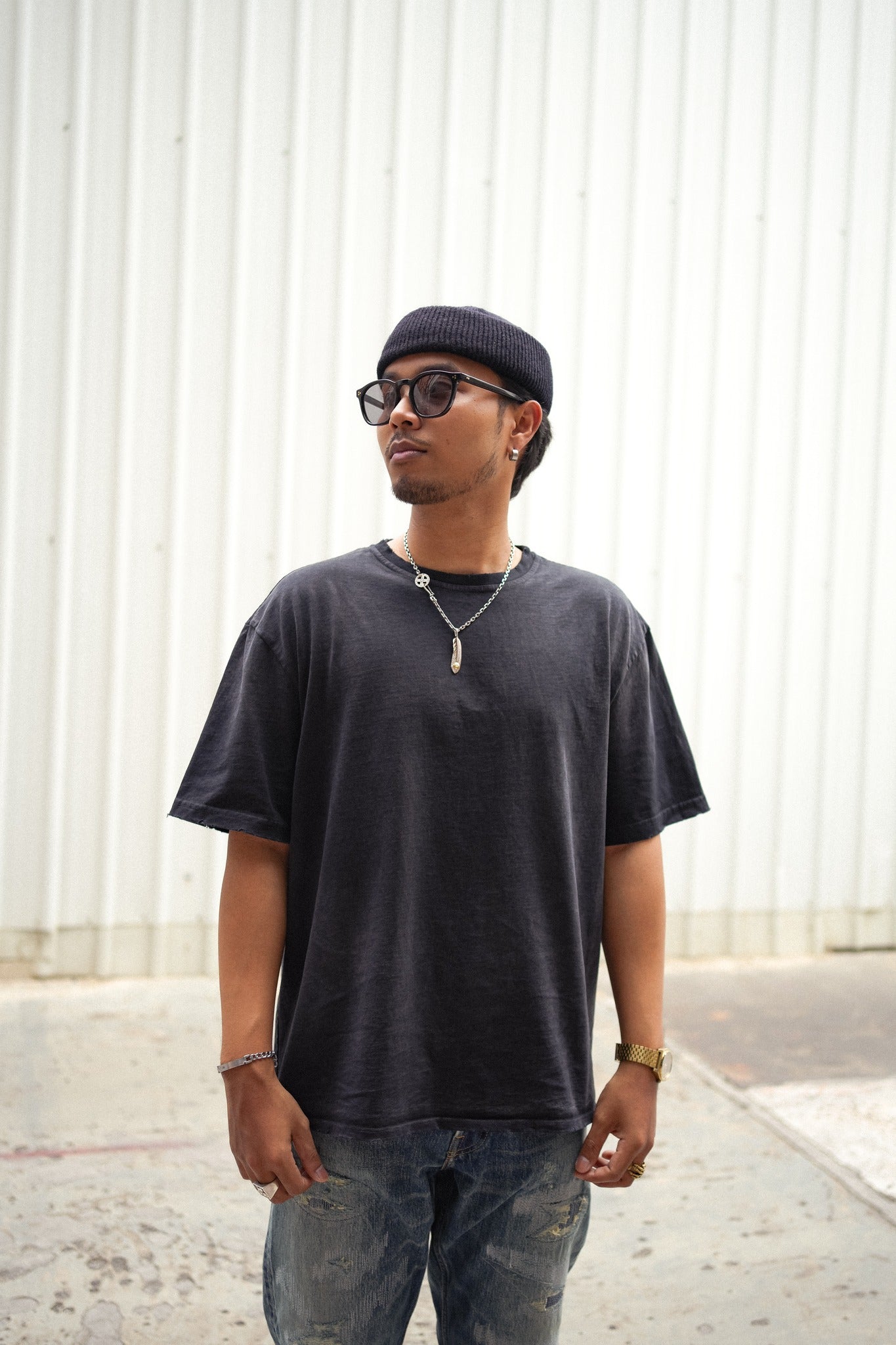OVERSIZE CROP TEE S/S - AGED BLACK