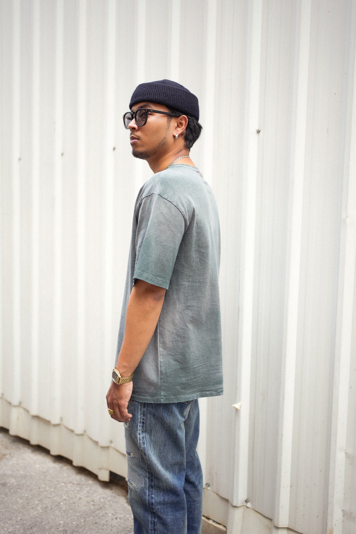 OVERSIZE CROP TEE S/S - AGED EMERALD GREEN