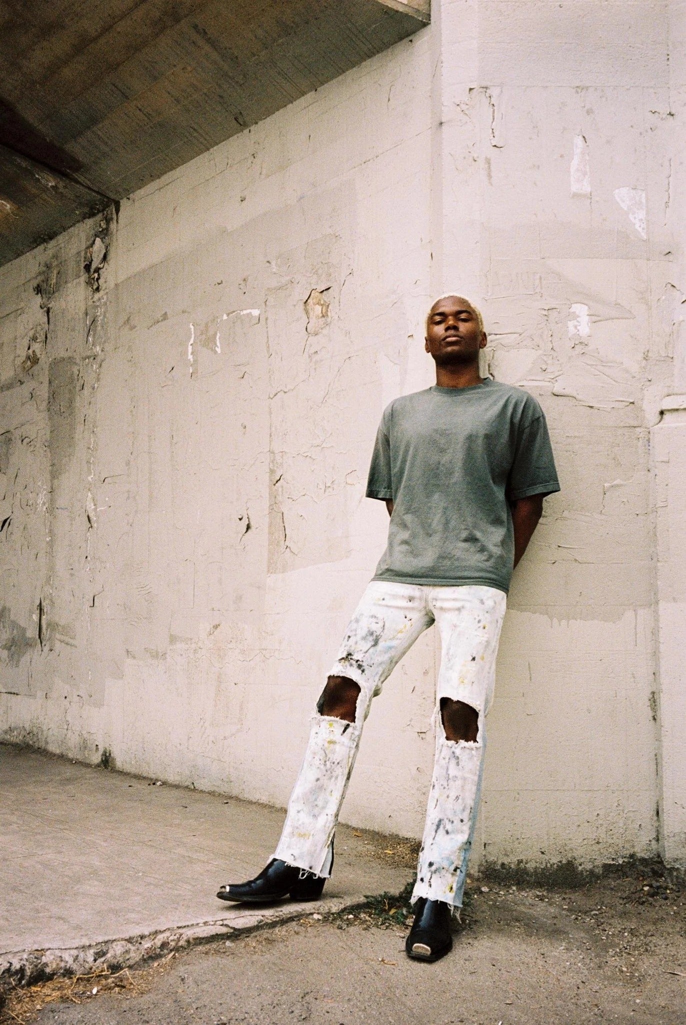 OVERSIZE CROP TEE S/S - AGED OLIVE GREEN