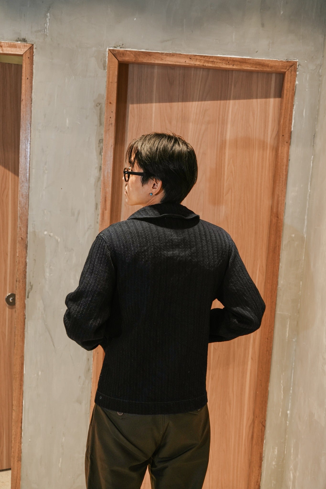 SHAWL COLLAR JACKET - KUROKI INDIGO HBT
