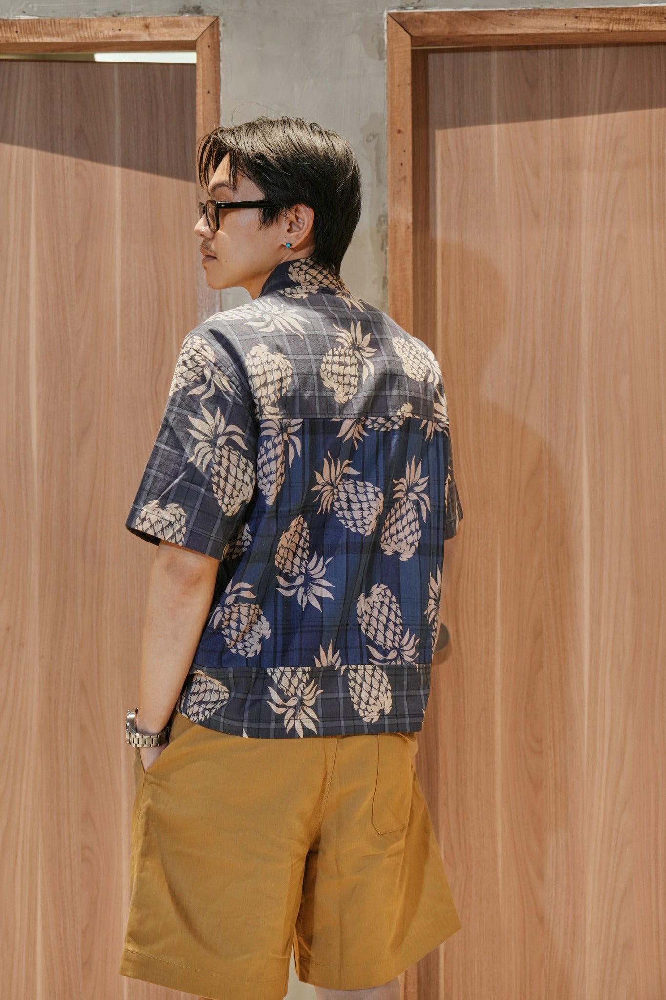 MASH UP P43 ZIP UP SHIRT - BLUE PINE APPLE