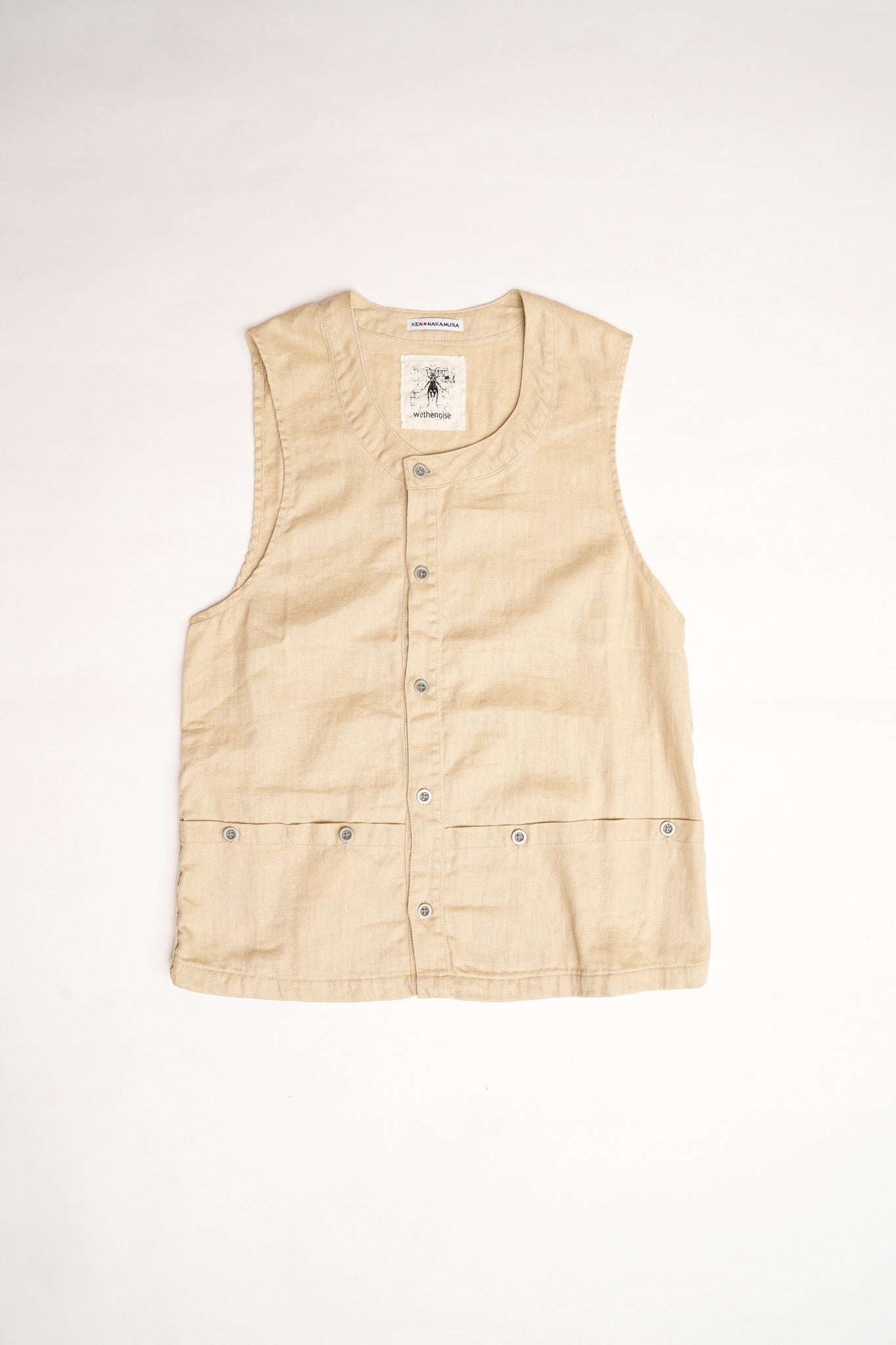 LINEN VINTAGE TOOL POCKET VEST - WHITE