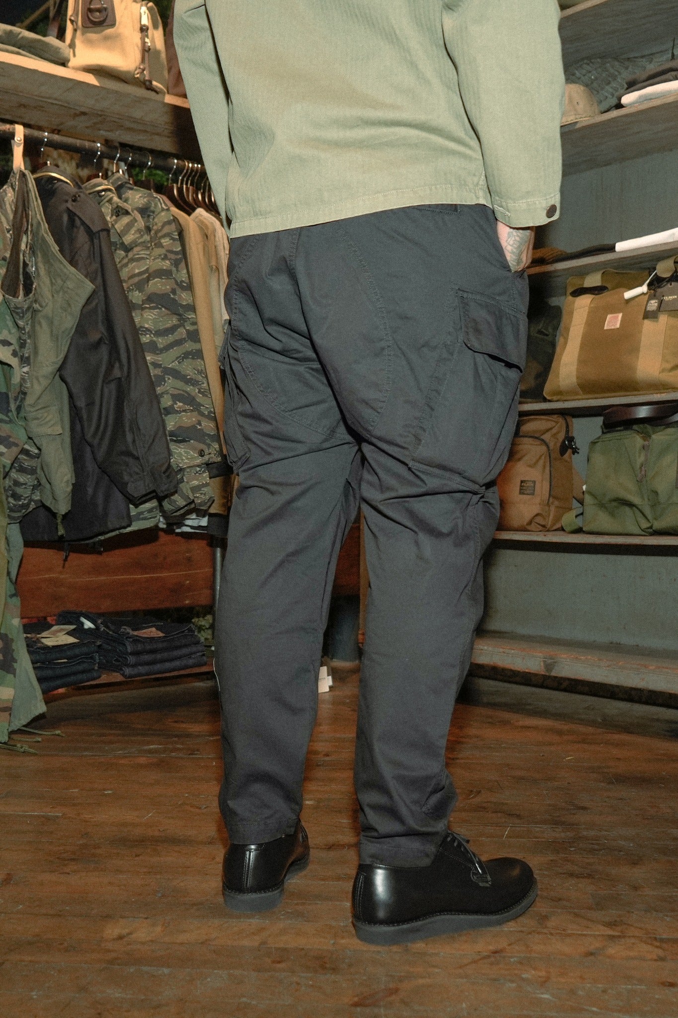 COTTON LIGHT PEACH TWILL JODHPURS STYLE CARGO PANTS TYPE2 - BLACK