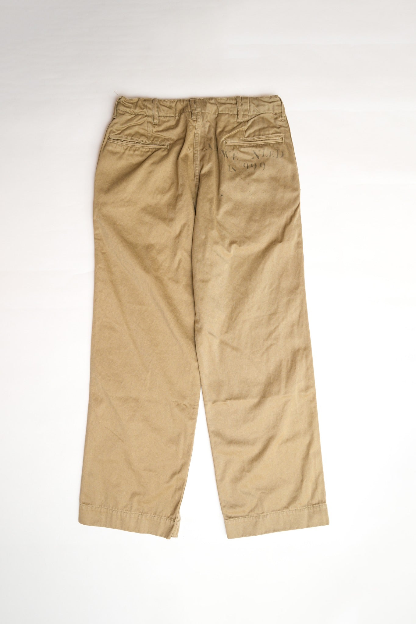COTTON TWILL P-41 STYLE CHINO PANTS WITH STENCIL - BEIGE