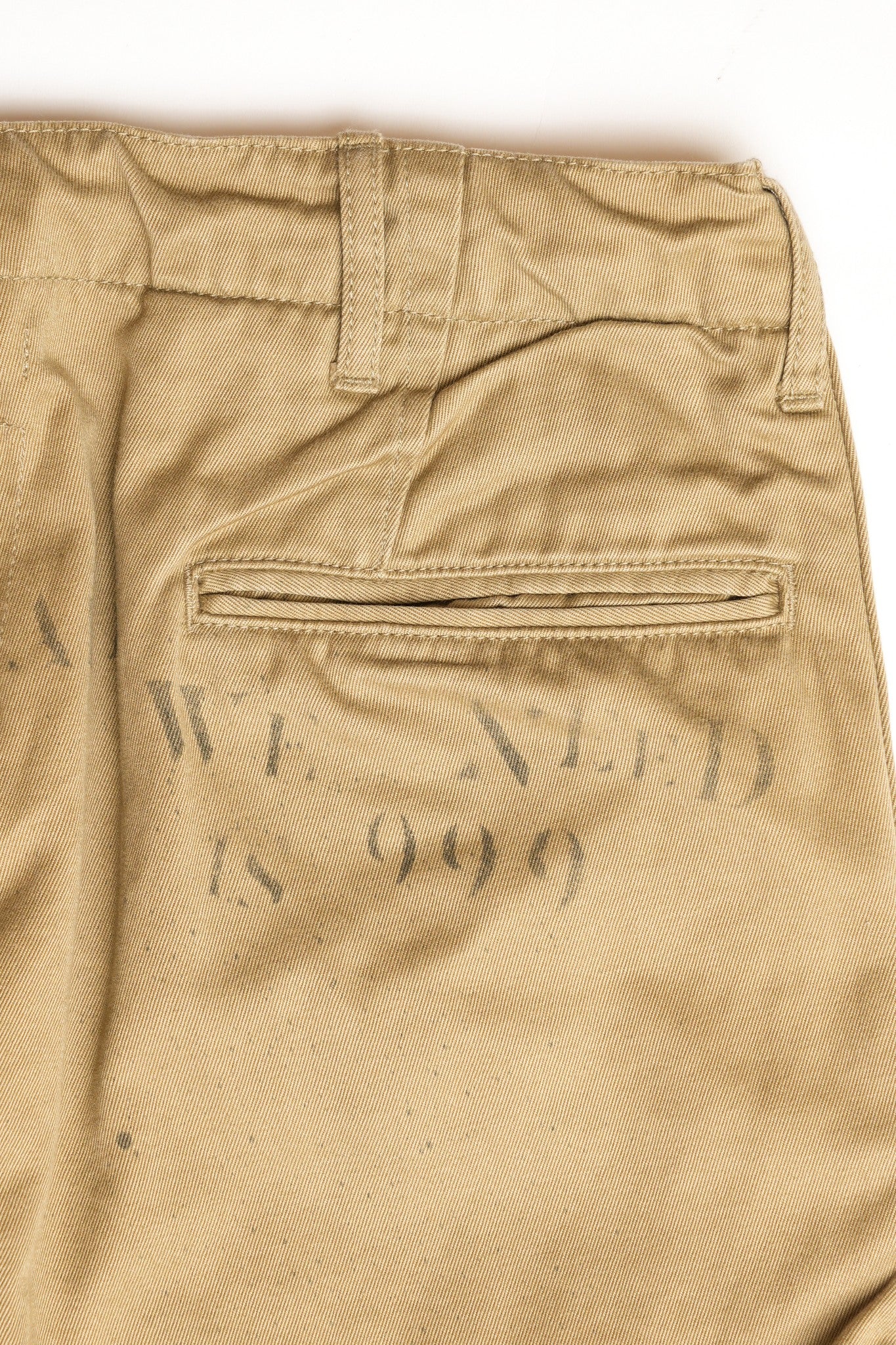 COTTON TWILL P-41 STYLE CHINO PANTS WITH STENCIL - BEIGE