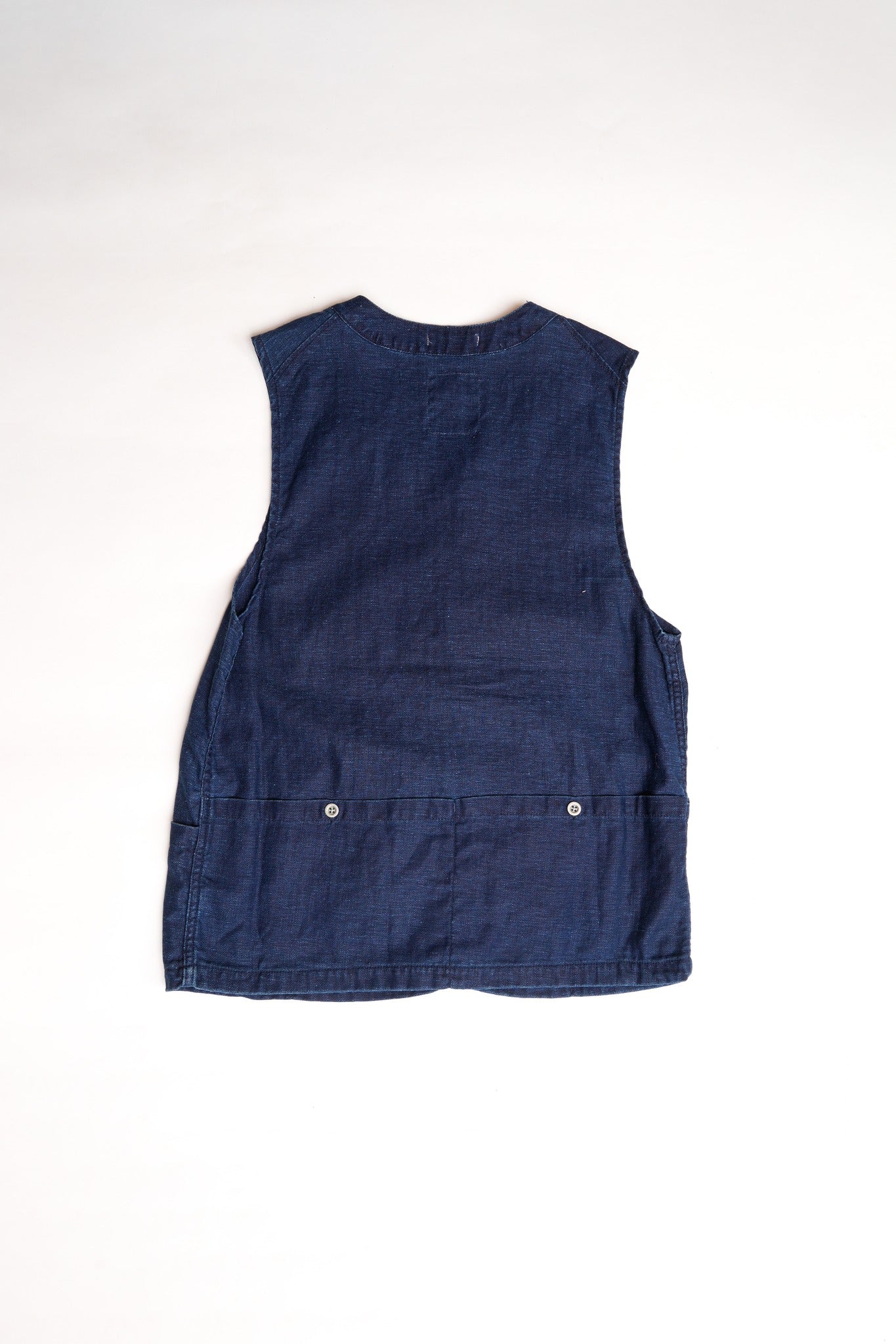 LINEN VINTAGE TOOL POCKET VEST - INDIGO