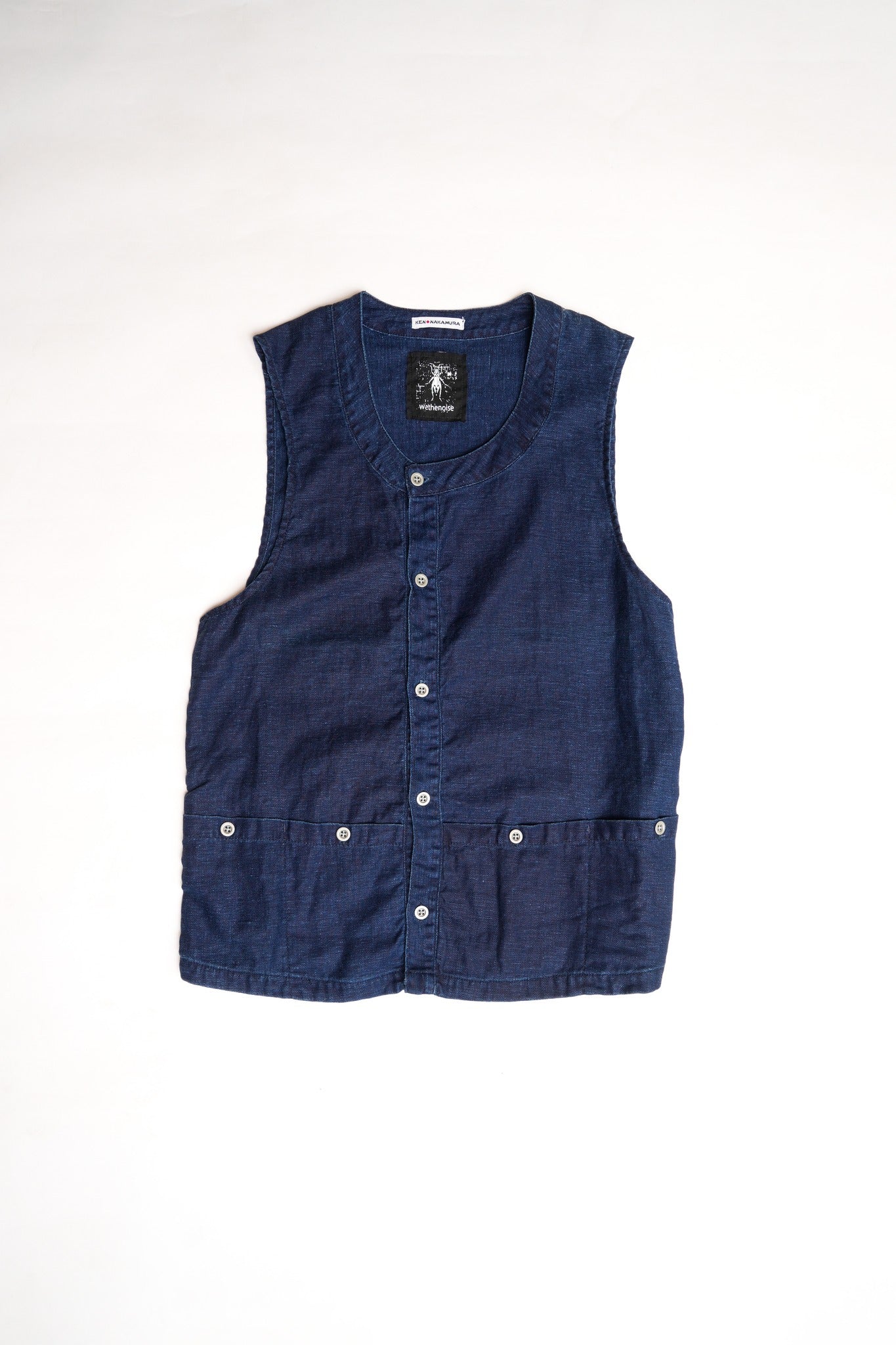LINEN VINTAGE TOOL POCKET VEST - INDIGO