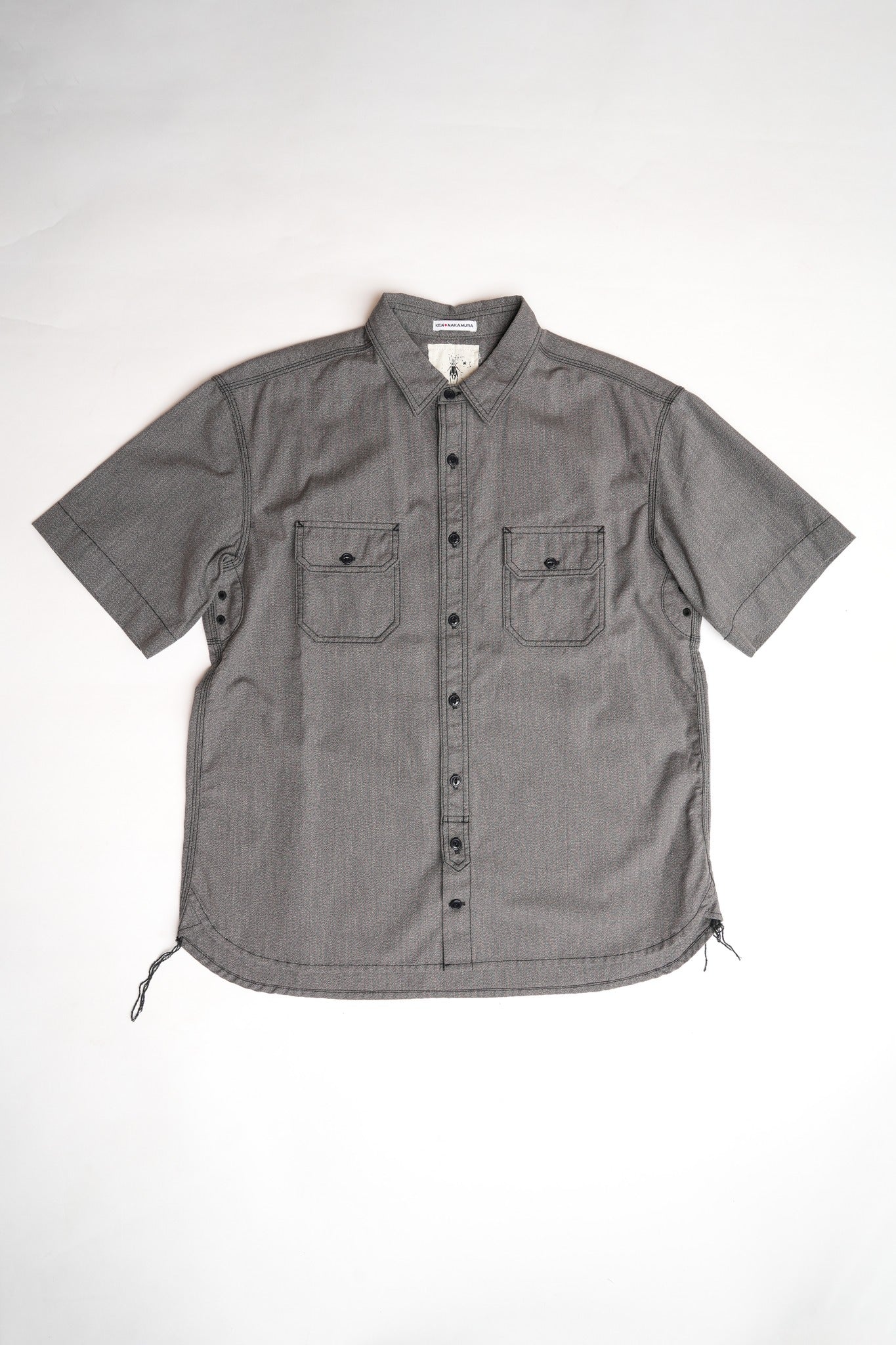 COTTON BLACK SHAMBRAY WORK SHIRT - BLACK