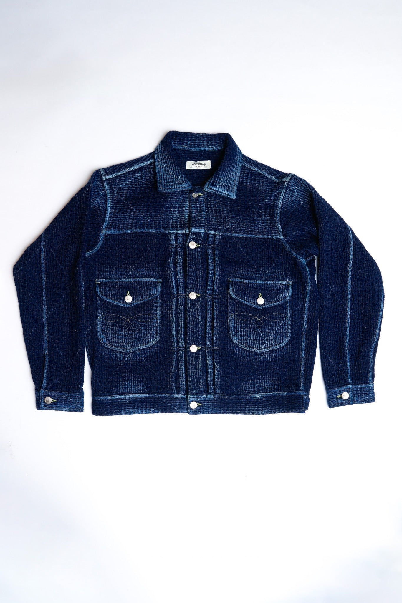 HEAVY SASHIKO CROPPED JACKET - INDIGO