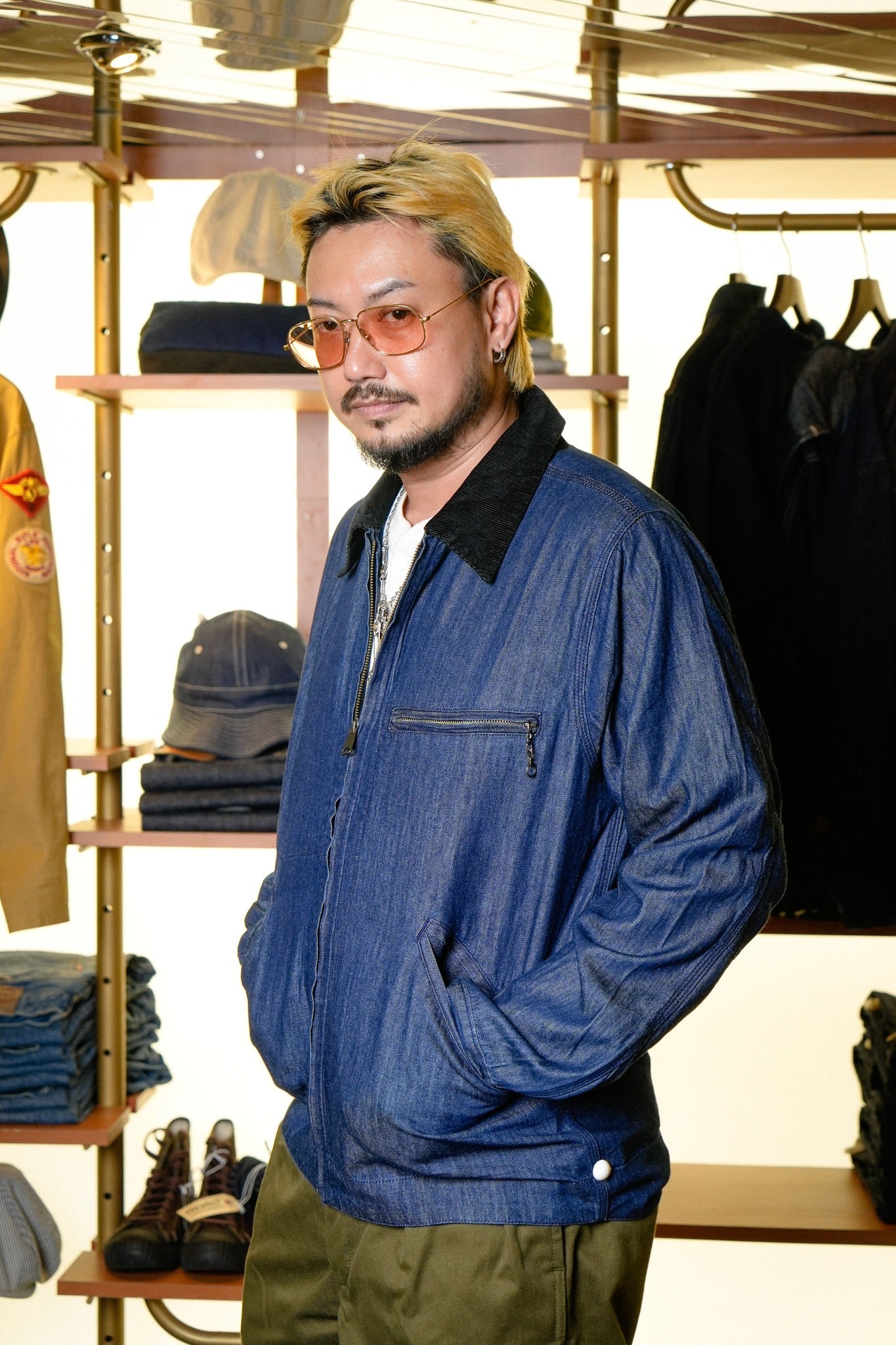 51485 DENIM ZIP WORK JACKET - INDIGO ONE WASH