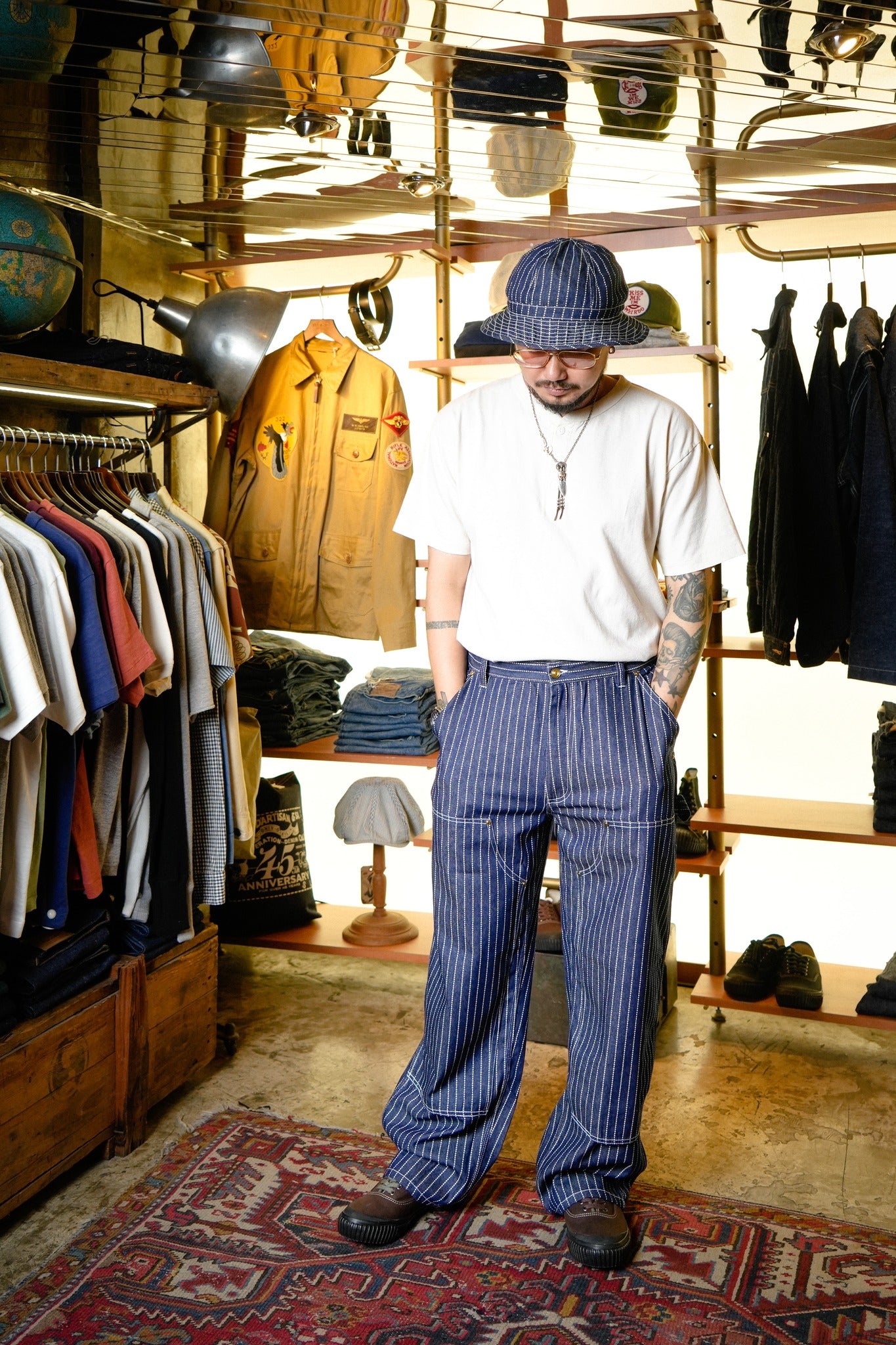 10165 WABASH DENIM DOUBLE KNEE PAINTER PANTS - INDIGO ONE WASH