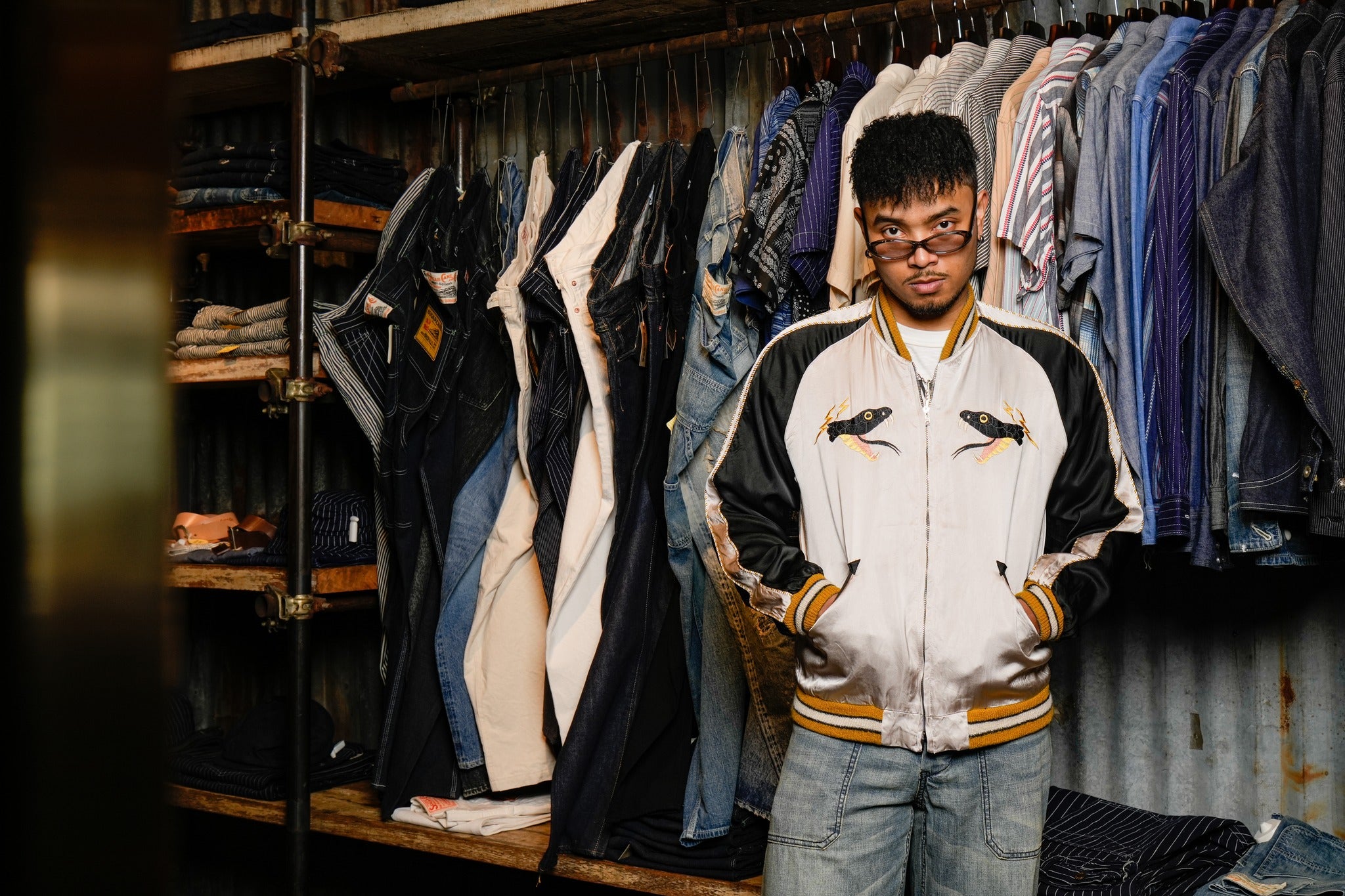 TT15808-190 Acetate Souvenir Jacket TOYO ENTERPRISE 60th Anniversary Special Edition “BLACK SNAKE” × “RED SNAKE” - BLACK/RED