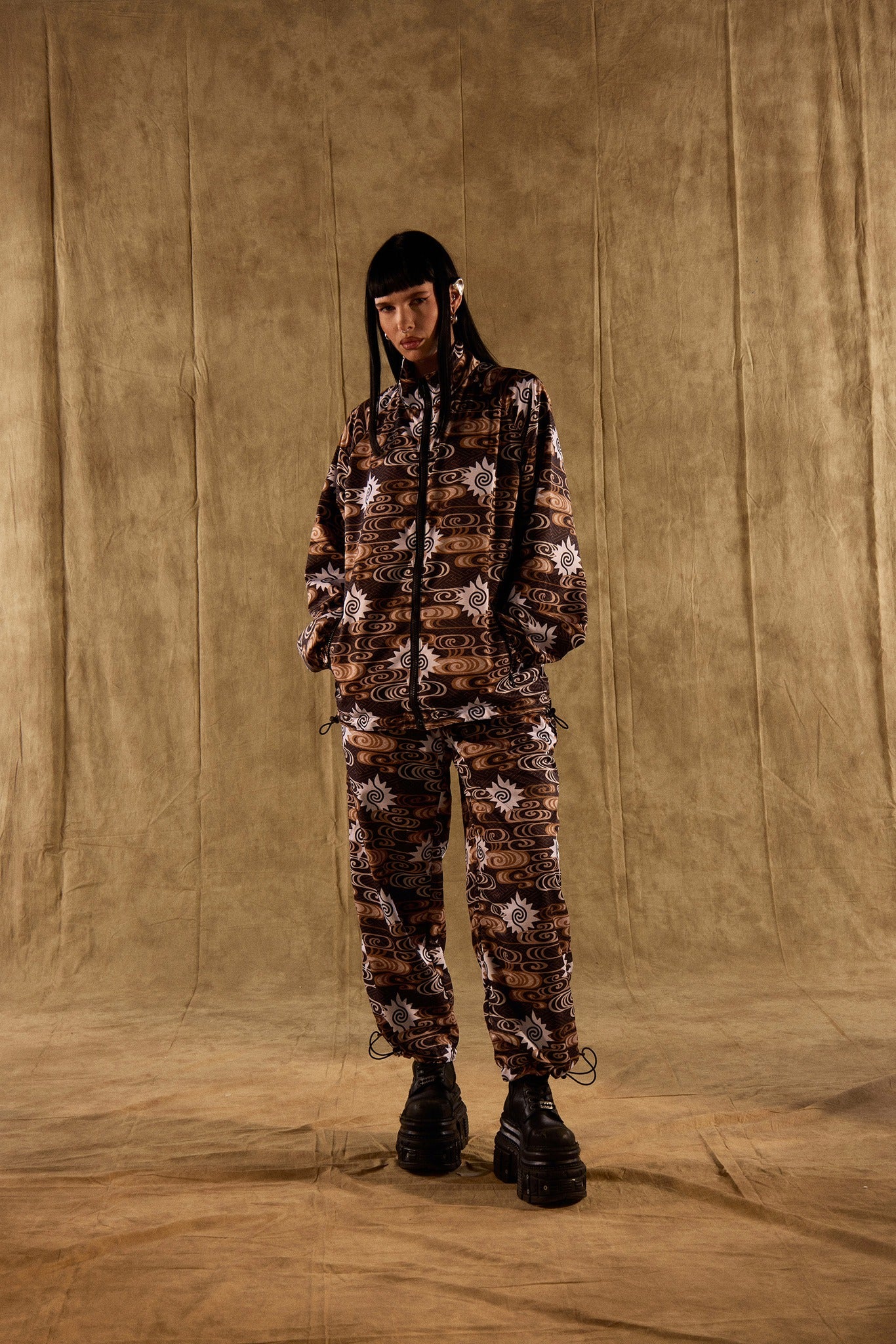TOMAS TOMAS ZIP-UP JACKET - BLACK/BROWN