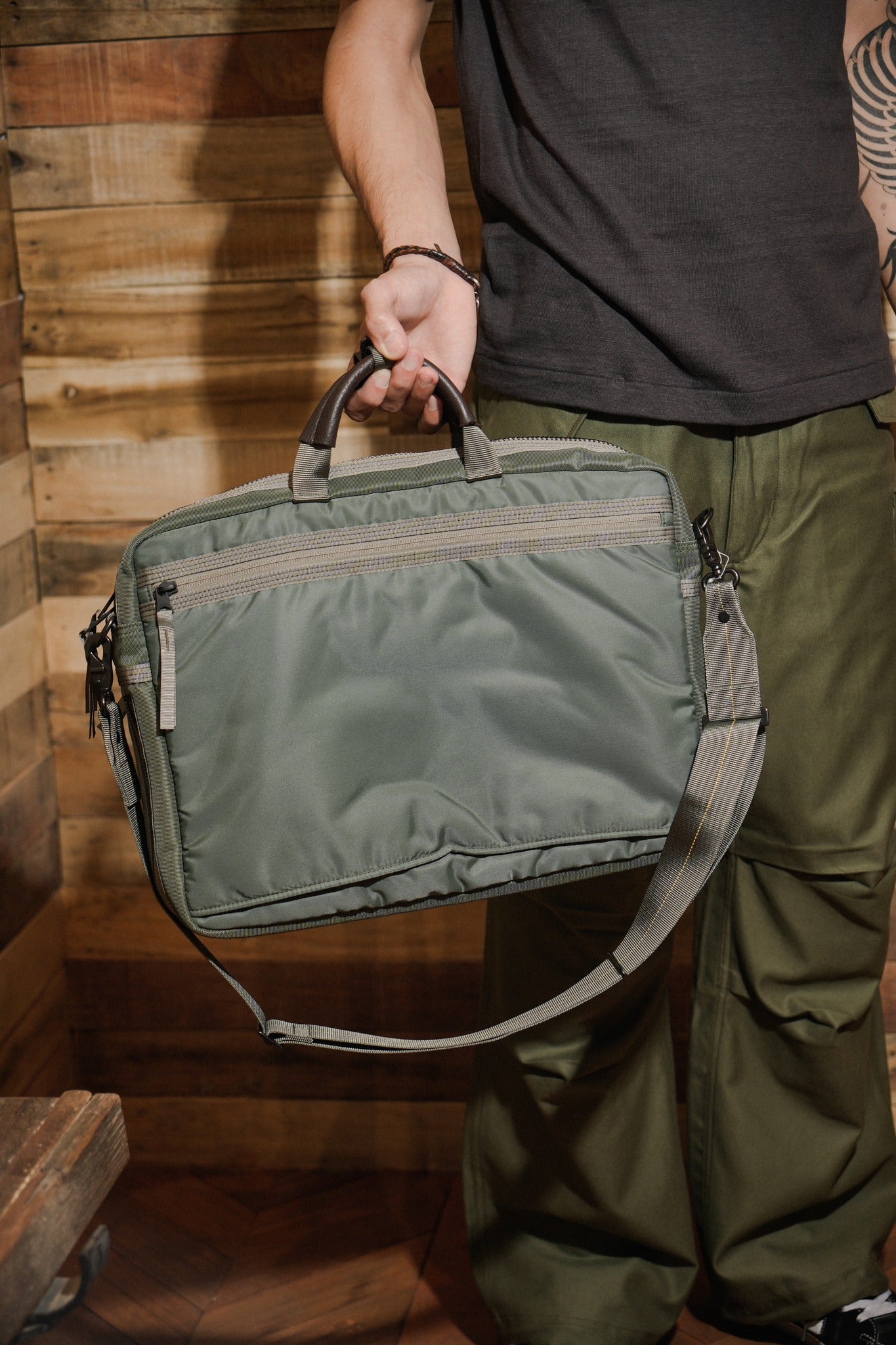 HC-0110 CUSTOM Business Brief Type Super Nylon - SAGE GREEN