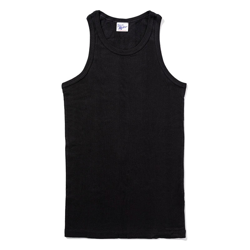 Panel ribbed tank top - BLACK
